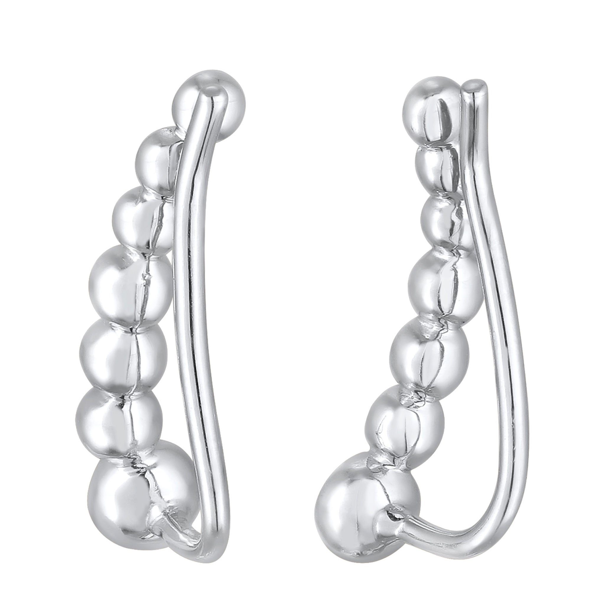 Silber - Elli | Earclimber Funkelnd | Mit Kristallen von Swarovski® (Weiß) | 925er Sterling Silber