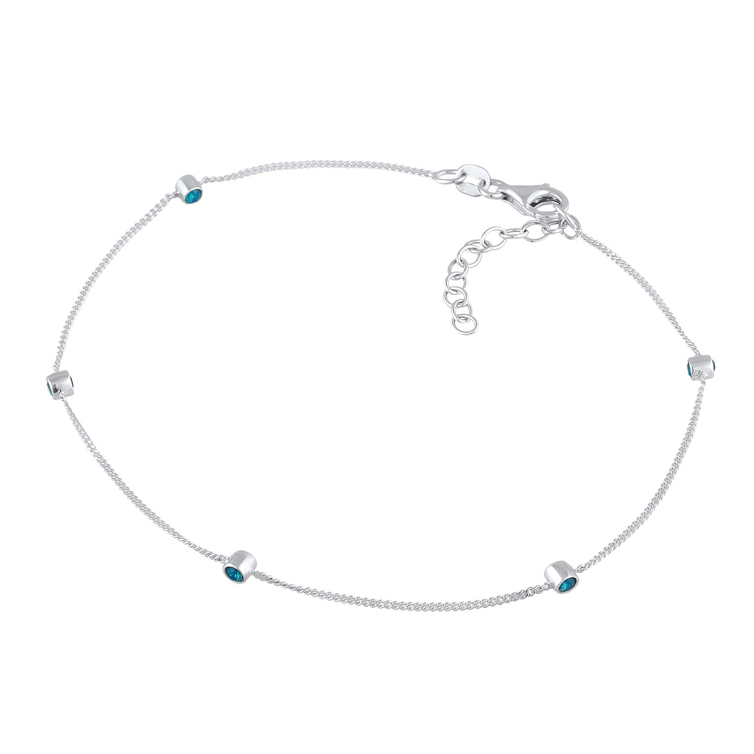 Blau - Elli | Fußkettchen | Mit Kristallen von Swarovski® (Blau) | 925er Sterling Silber