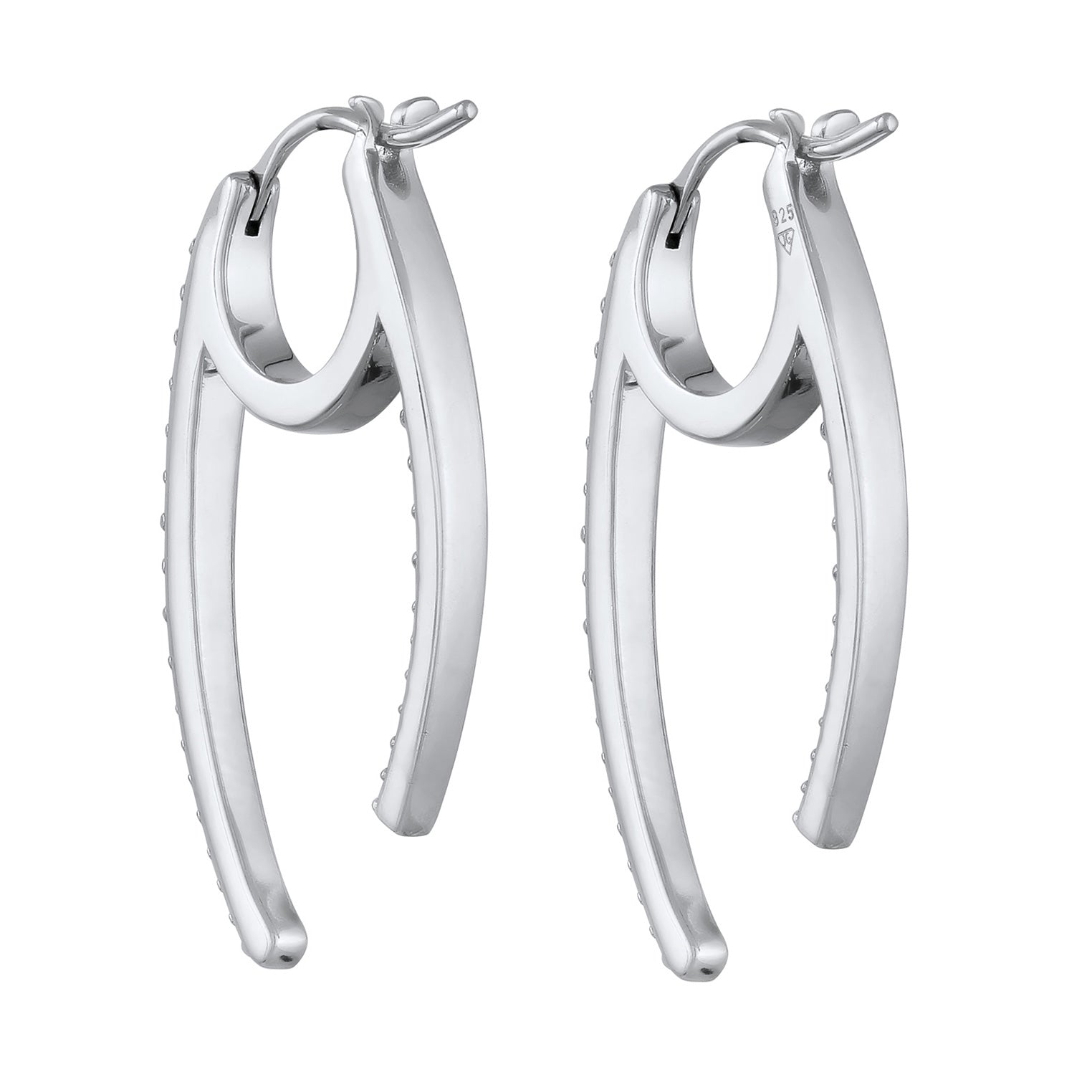 Silber - Elli | Creolen Oval Funkelnd | Mit Kristallen von Swarovski® (Weiß) | 925er Sterling Silber