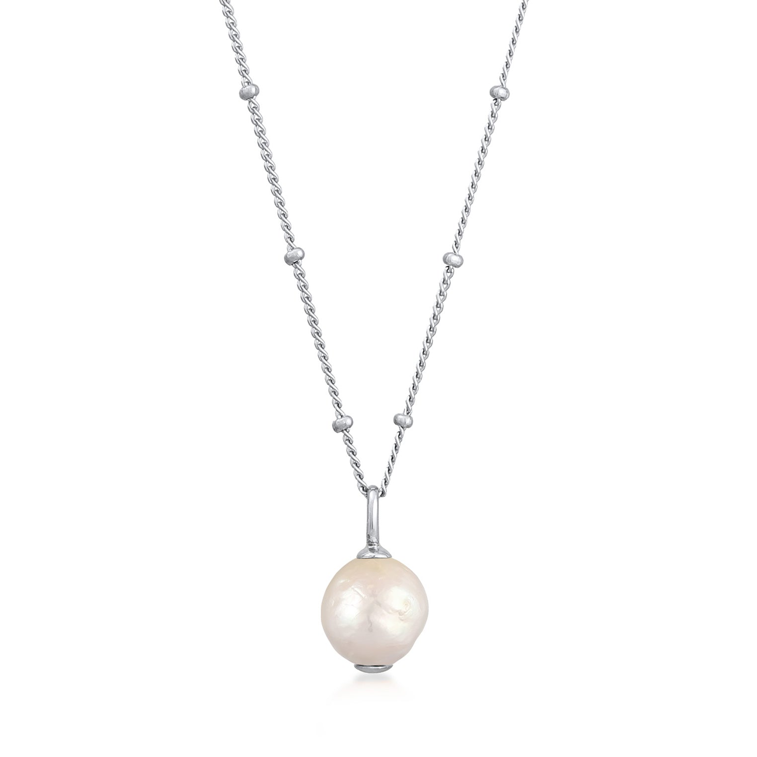 PH PandaHall 925 Sterlingsilber Perlenkäfig-Anhänger – Mit Natürlicher Süßwasserperle (5 Mm) Und 47 Cm Kette