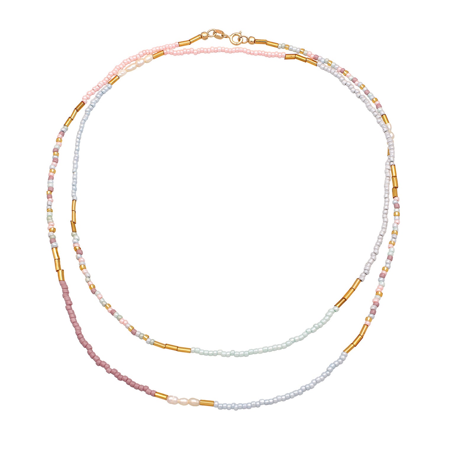 Bunt - Elli | Halskette Sommer Beads | Süßwasserzuchtperlen | 925 Sterling Silber Vergoldet