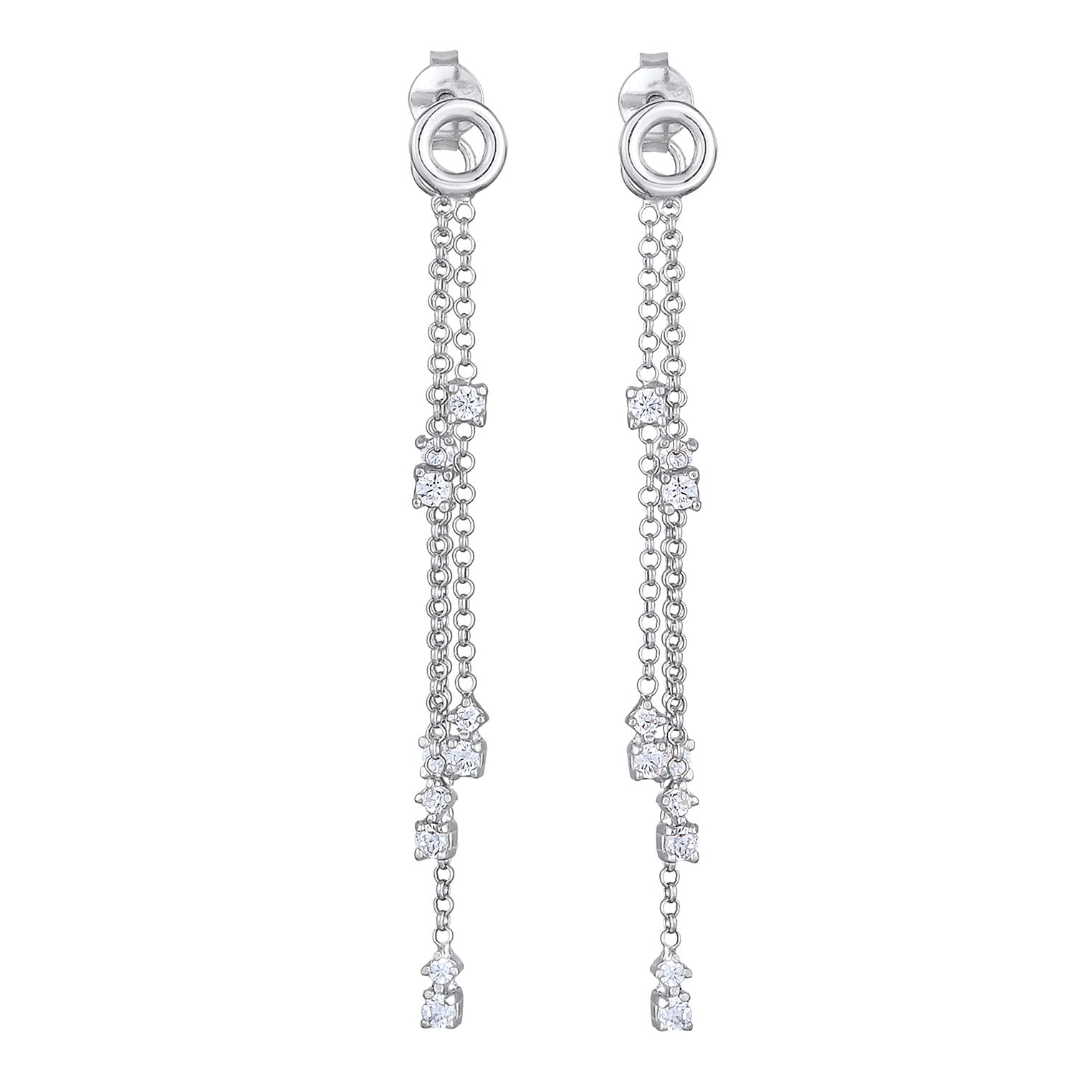 Silber - Elli | Ohrhänger Ketten | Zirkonia (weiß) | 925er Sterling Silber