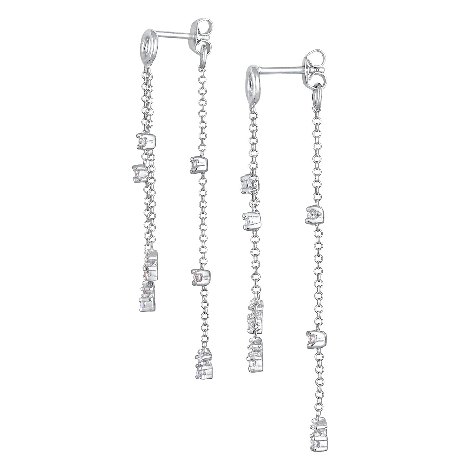 Silber - Elli | Ohrhänger Ketten | Zirkonia (weiß) | 925er Sterling Silber