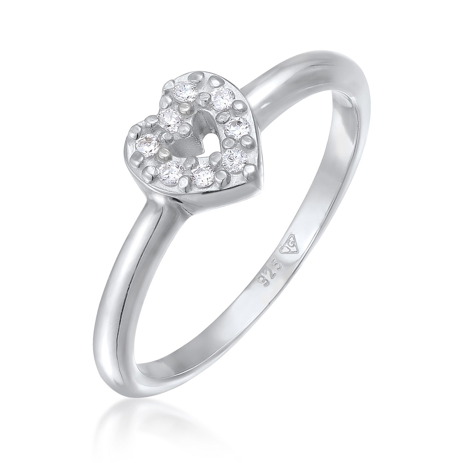 Silber - Elli | Verlobungsring Herz | Zirkonia (Weiß) | 925er Sterling Silber