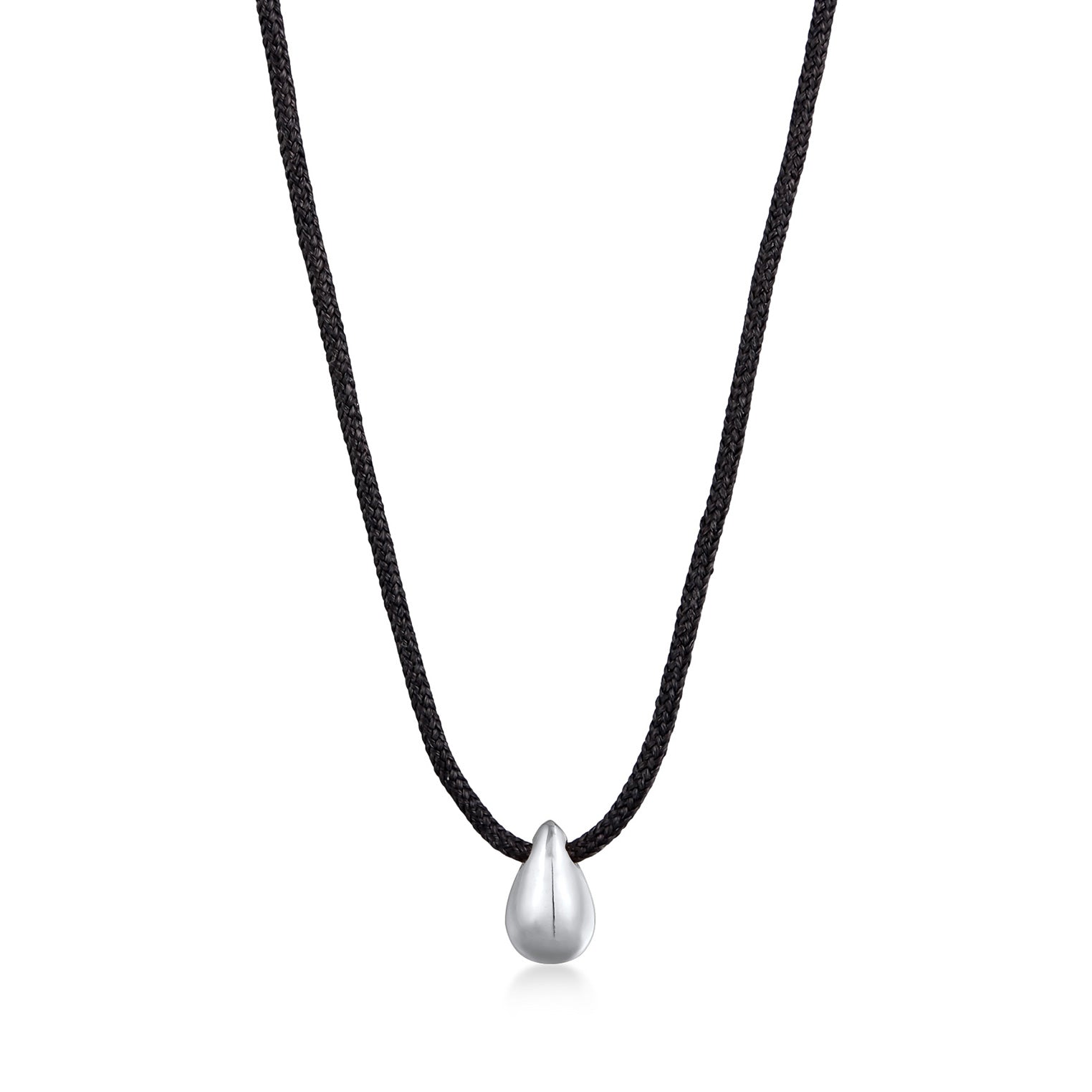 Silber - Elli PREMIUM | Halskette Tropfen | Nylon (schwarz)|925er Sterling Silber