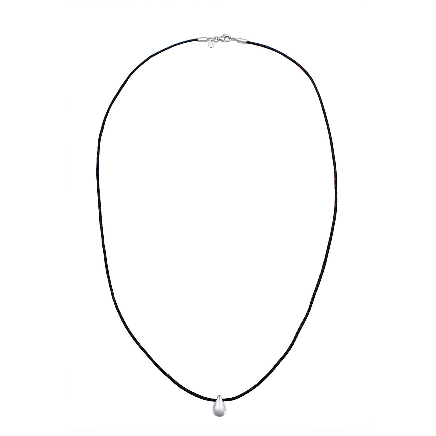 Silber - Elli PREMIUM | Halskette Tropfen | Nylon (schwarz)|925er Sterling Silber