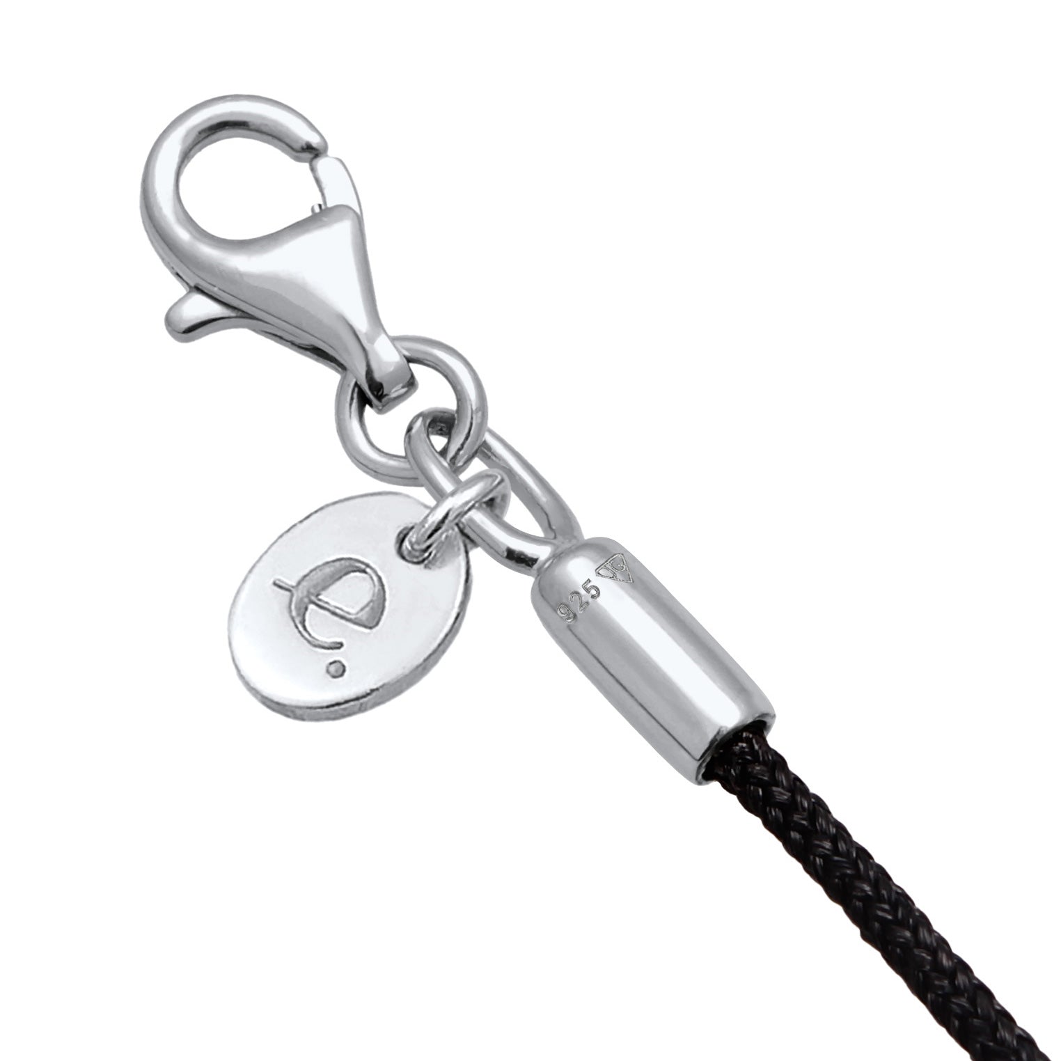Silber - Elli PREMIUM | Halskette Tropfen | Nylon (schwarz)|925er Sterling Silber