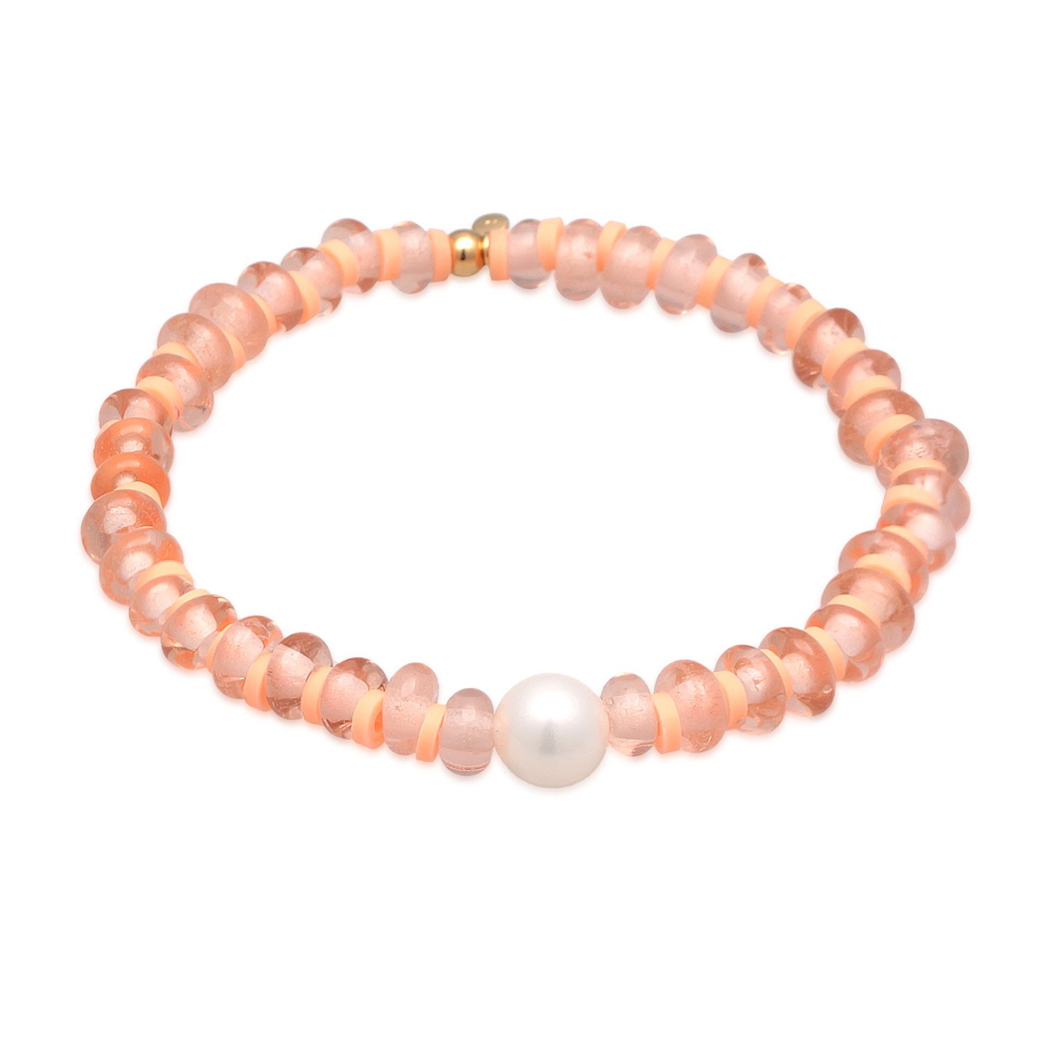 Orange - Elli | Armband Beads | Heishi, Muschelkernperlen | 925er Sterling Silber Vergoldet