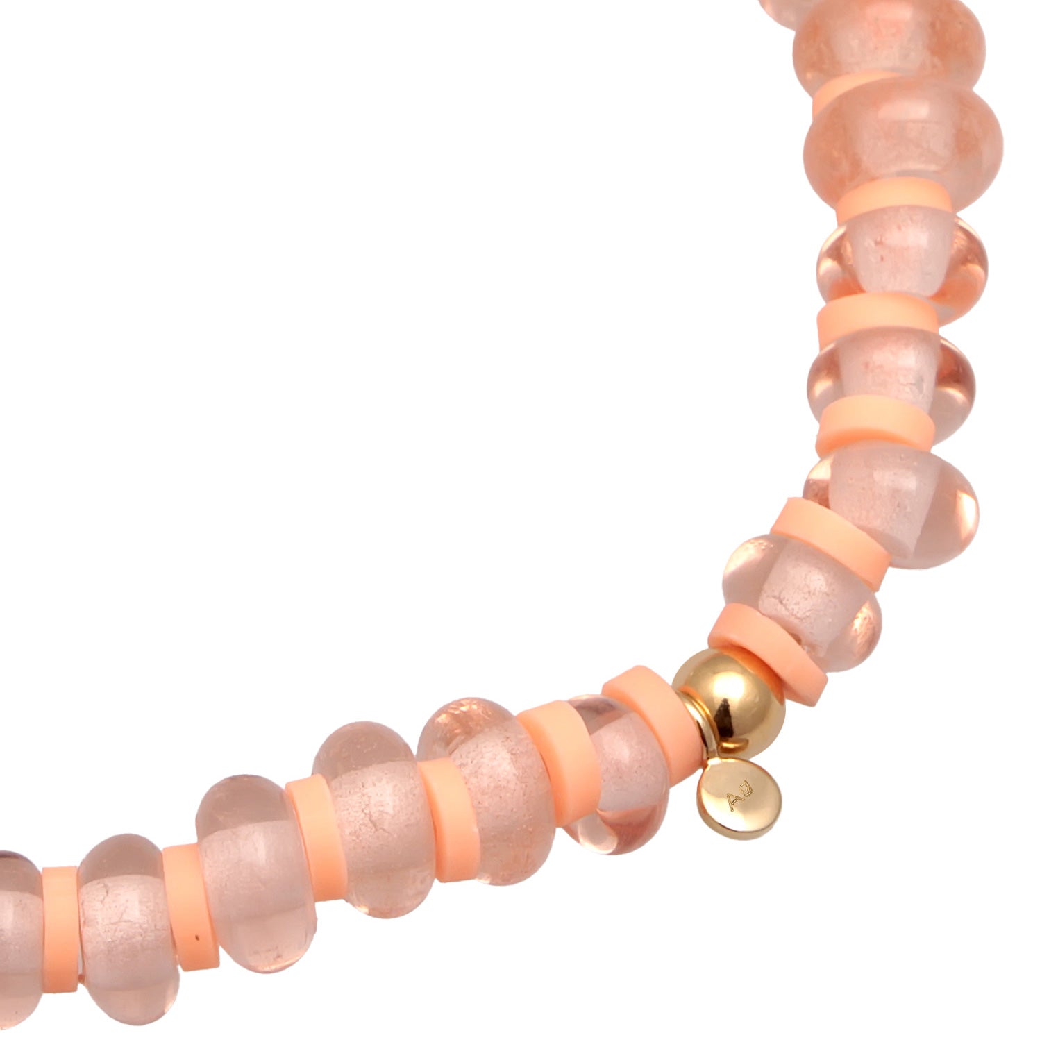 Orange - Elli | Armband Beads | Heishi, Muschelkernperlen | 925er Sterling Silber Vergoldet
