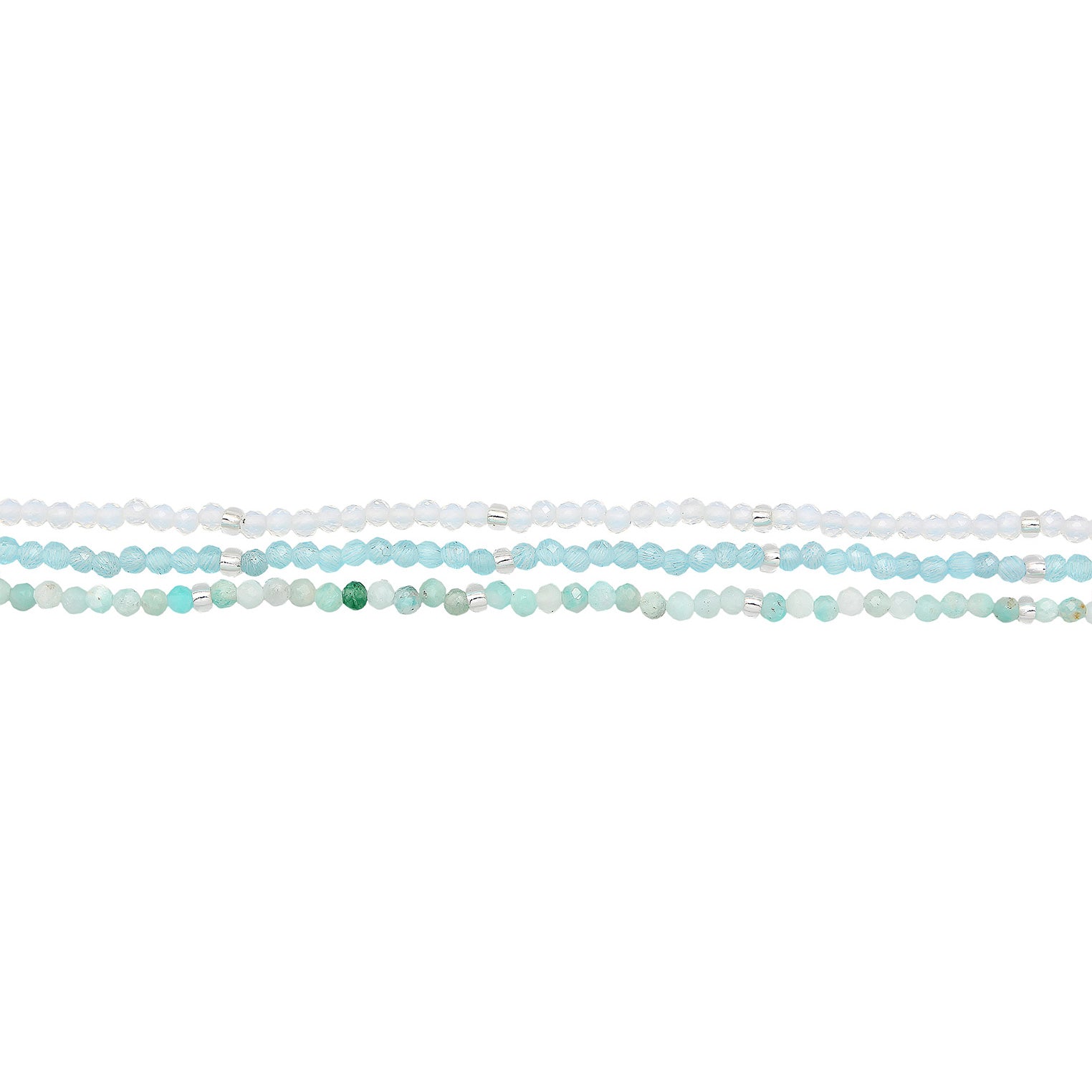 Silber - Elli PREMIUM | Choker Beads | Amazonit (Hellblau), Mondstein (Weiß) | 925er Sterling Silber