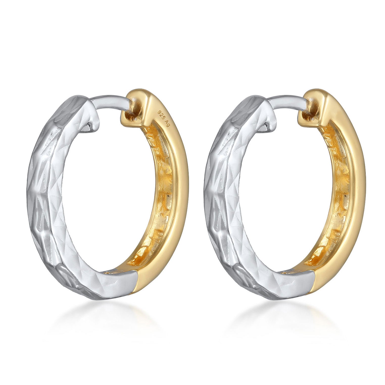 Zweifarbig - Elli | Creolen Organic Bicolor | 925 Sterling Silber