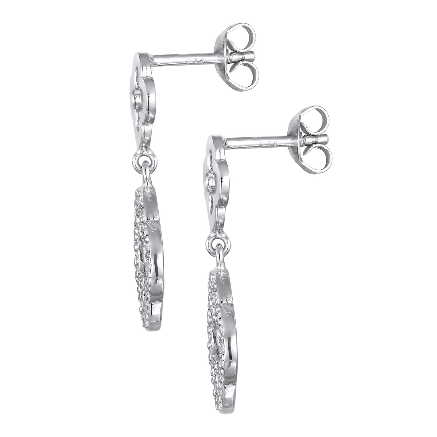 Silber - Elli | Ohrstecker Kleeblatt | Zirkonia (Weiß) | 925 Sterling Silber