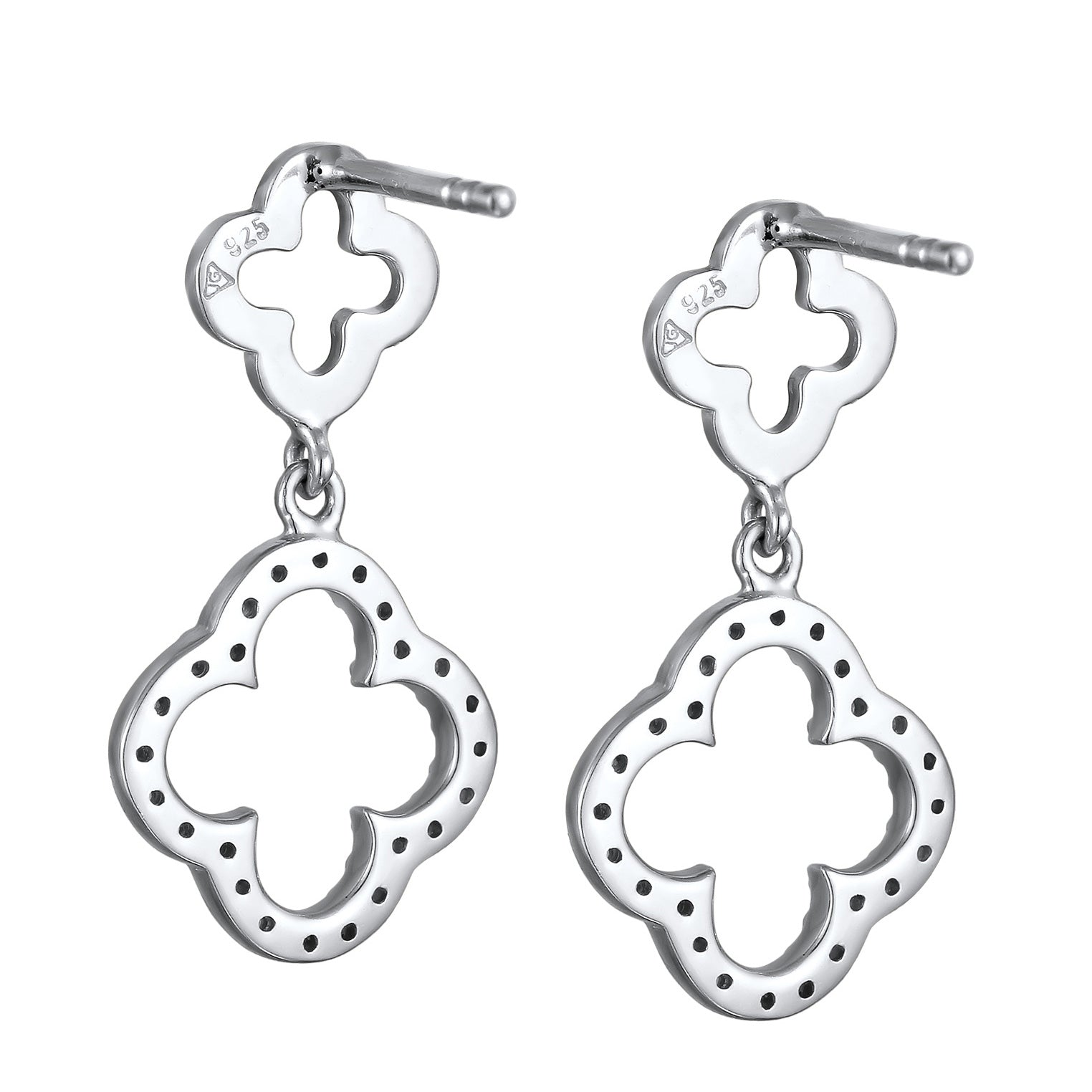 Silber - Elli | Ohrstecker Kleeblatt | Zirkonia (Weiß) | 925 Sterling Silber