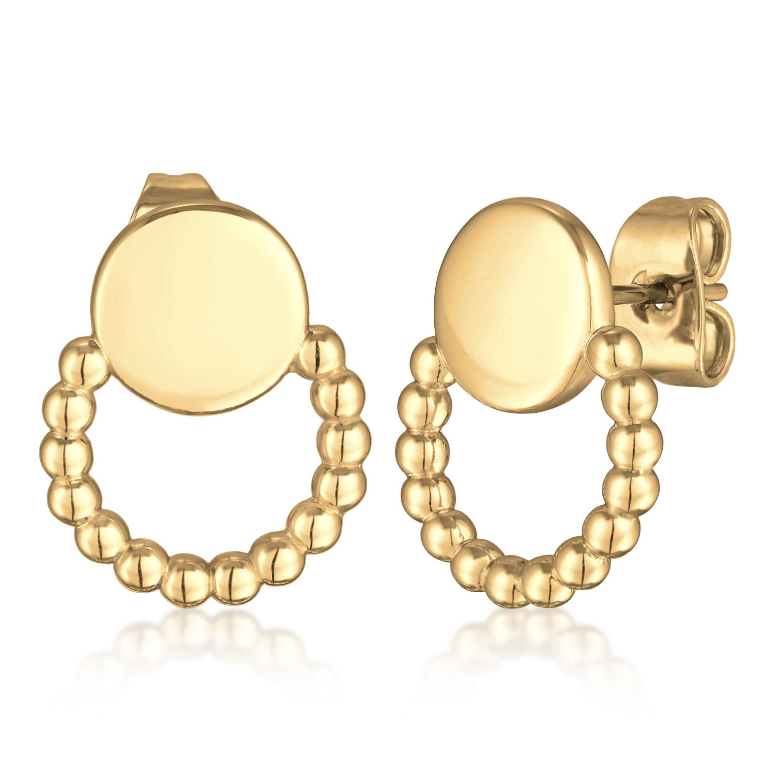 Gold - Elli | Ohrstecker Plättchen Kugeln | Messing