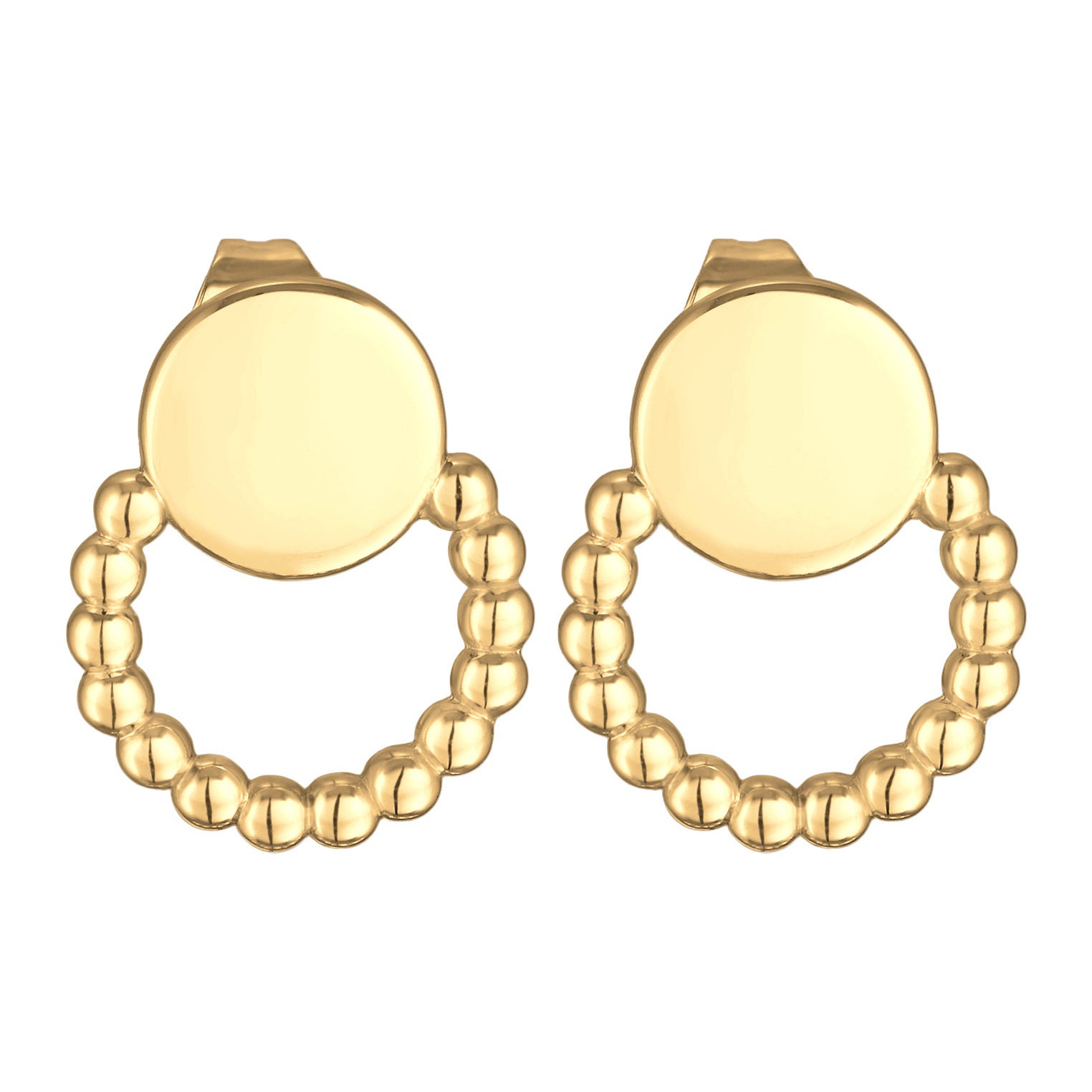 Gold - Elli | Ohrstecker Plättchen Kugeln | Messing