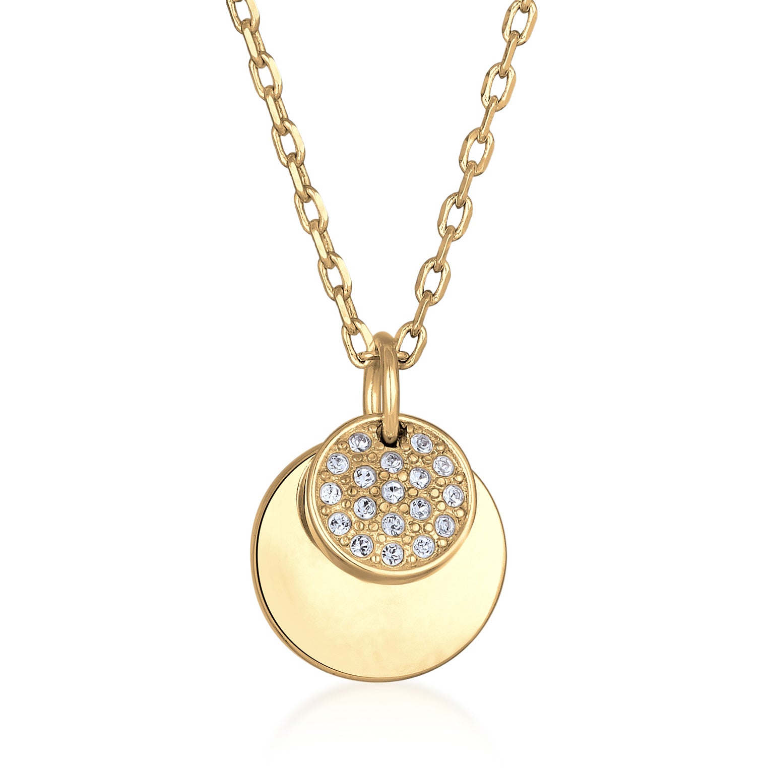 Gold - Elli | Halskette Plättchen | Glaskristalle | Goldfarben