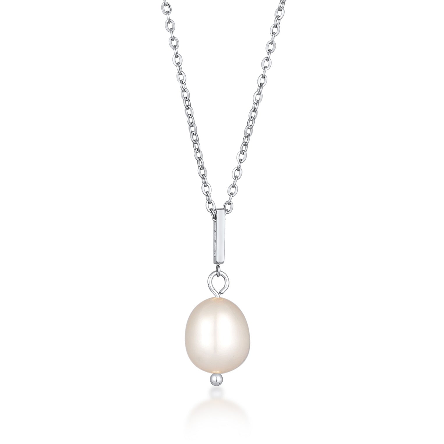 Silber - Elli | Gliederhalskette Anhänger Klassisch | Glasperle | Messing