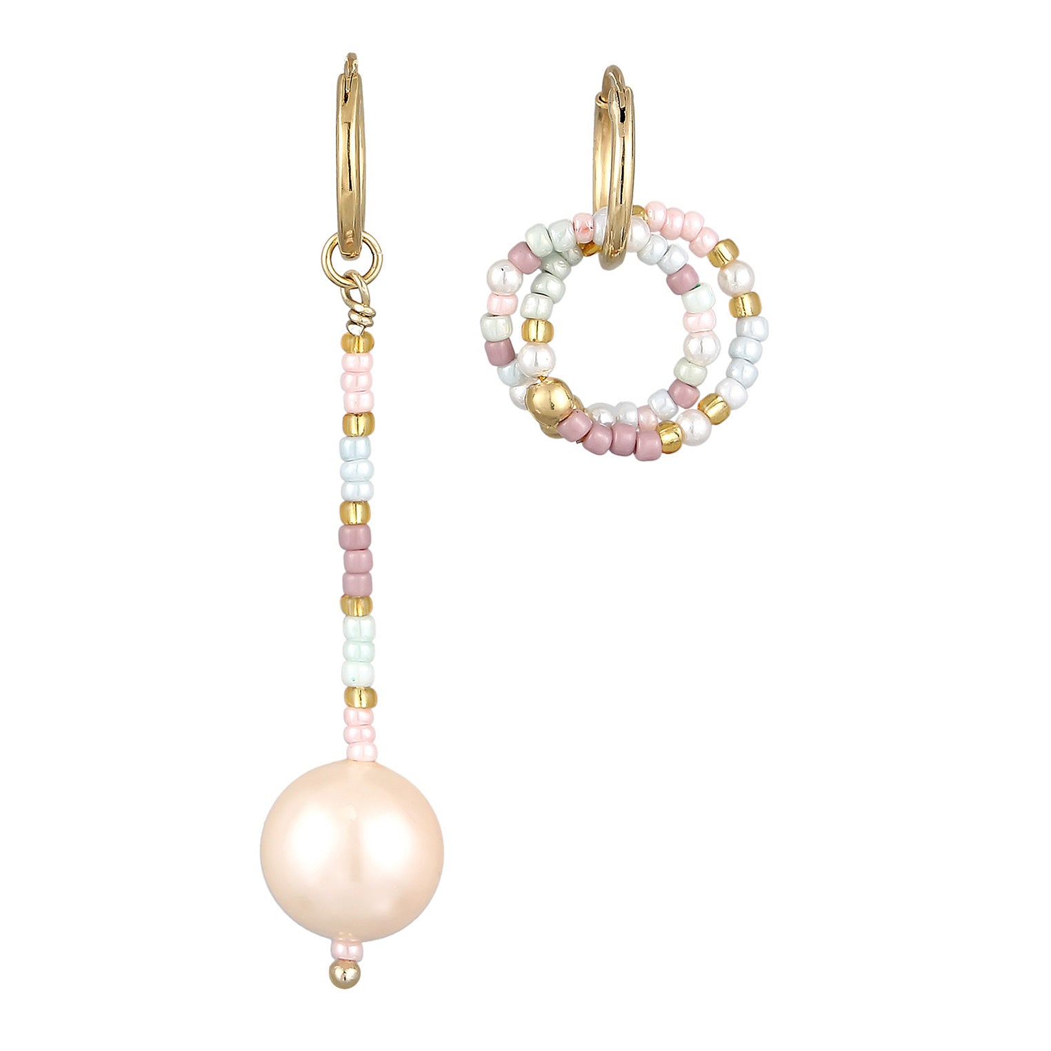 Bunt - Elli | Creolen | Glas & Muschelkernperle | 925 Silber vergoldet