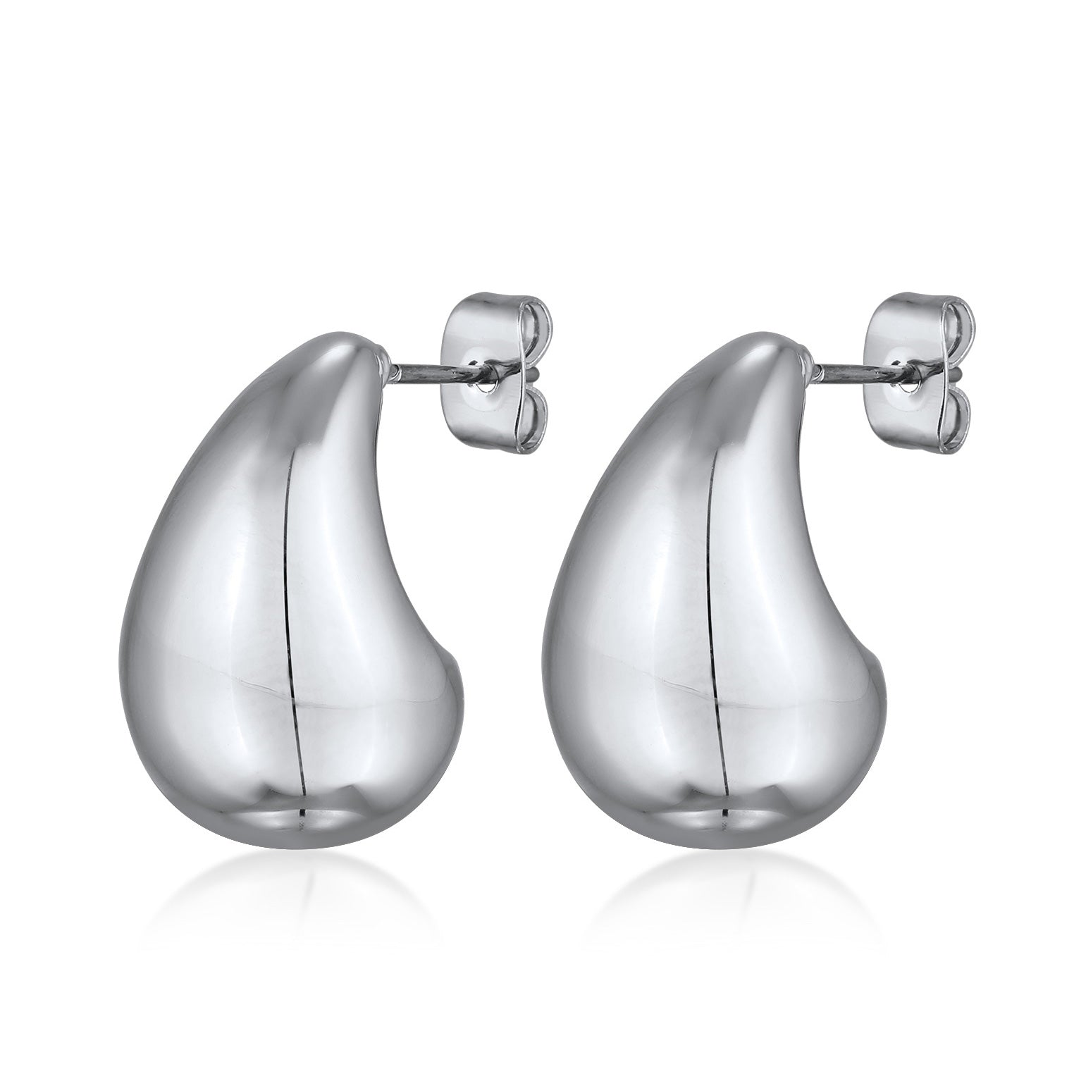 Silber - Elli | Ohrstecker Tropfen | Messing | Silberfarben