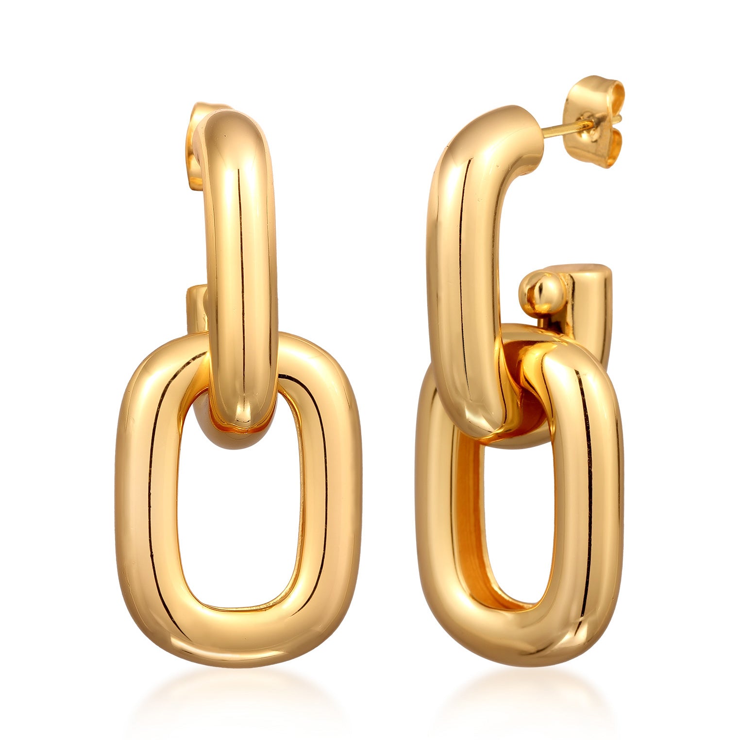 Gold - Elli | Ohrstecker | Ketten Glieder | Messing