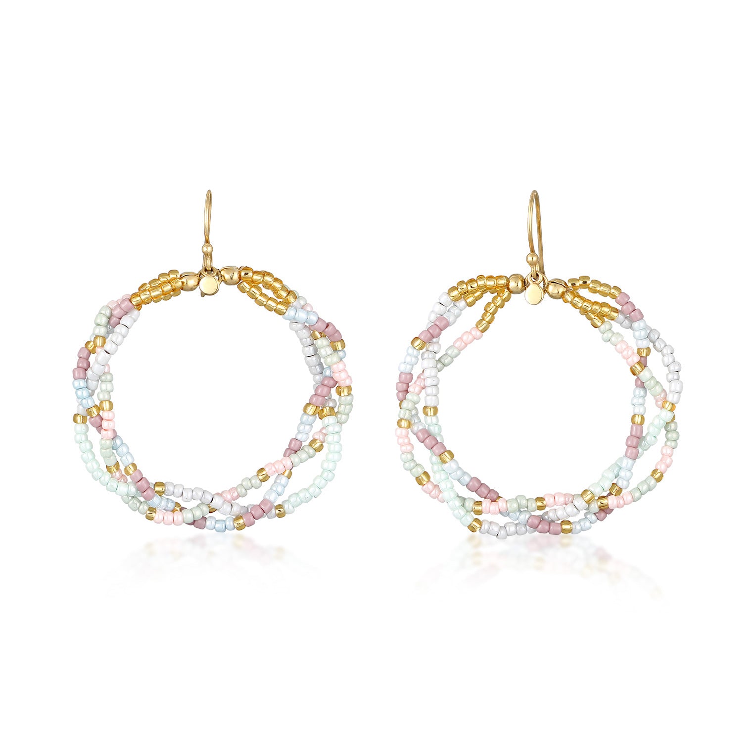 Bunt - Elli | Ohrhänger Rund | Glasperlen (Pastell) | 925 Sterling Silber vergoldet