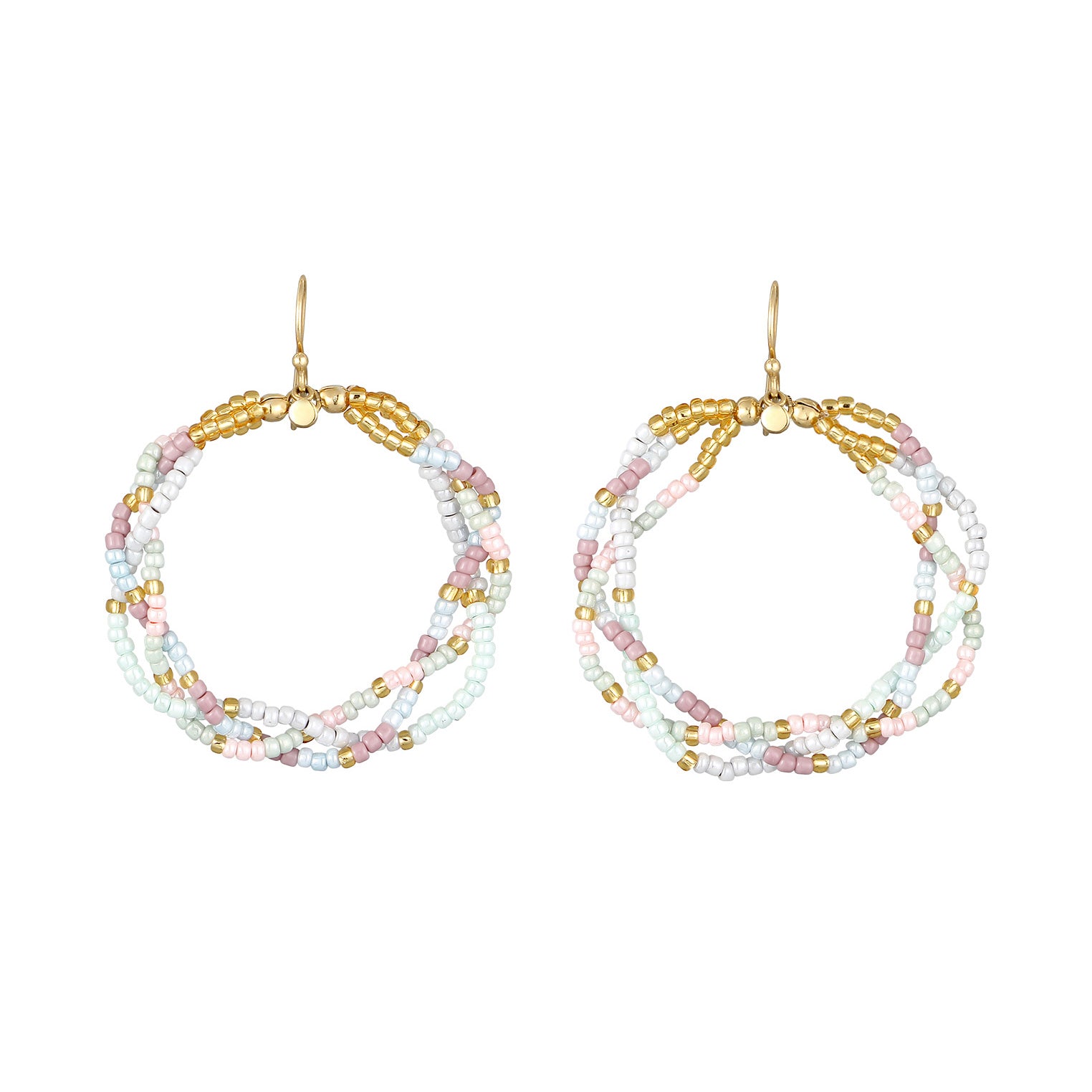 Bunt - Elli | Ohrhänger Rund | Glasperlen (Pastell) | 925 Sterling Silber vergoldet