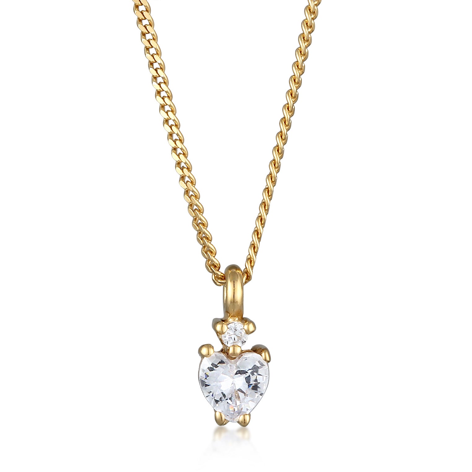 Weiß - Elli | Halskette Herz | Zirkonia (Weiß) | 925 Sterling Silber Vergoldet