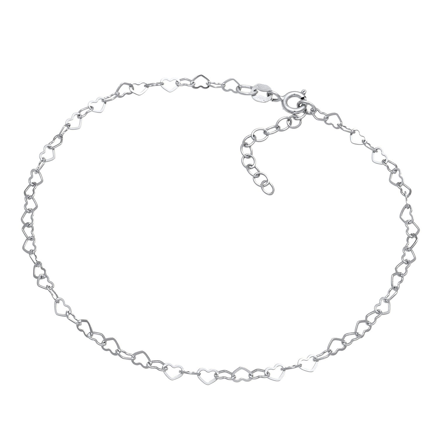 Silber - Elli | Fußkettchen Herz | 925 Sterling Silber