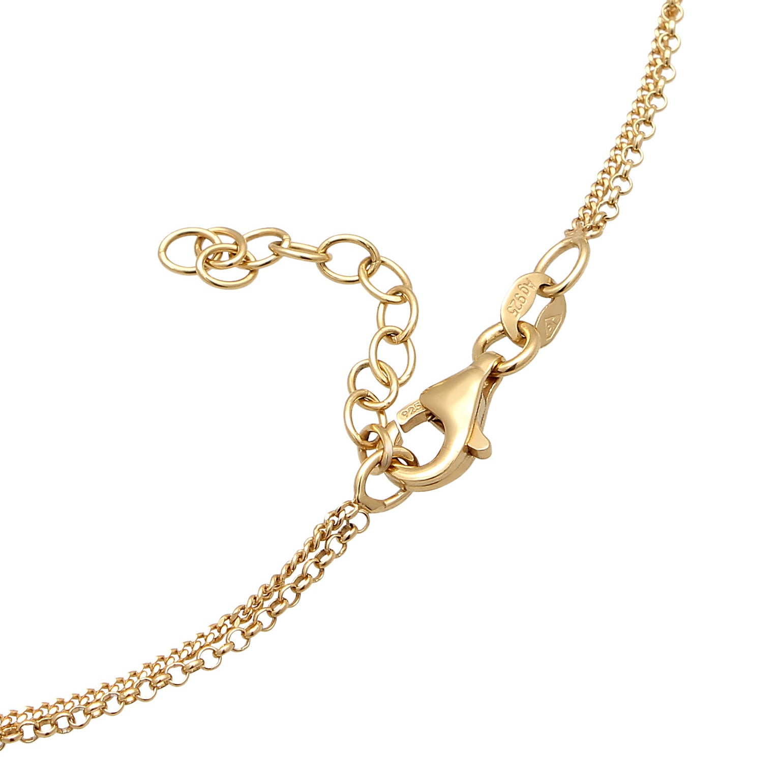 Gold - Elli | Layer-Fußkettchen Herz | Muschelkernperle | 925 Sterling Silber vergoldet