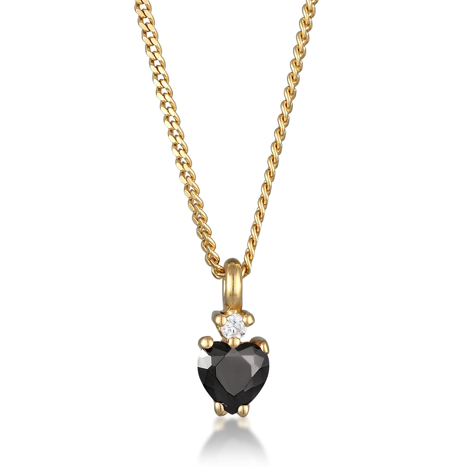 Gold - Elli | Halskette Herz | Zirkonia (Schwarz) | 925 Sterling Silber vergoldet