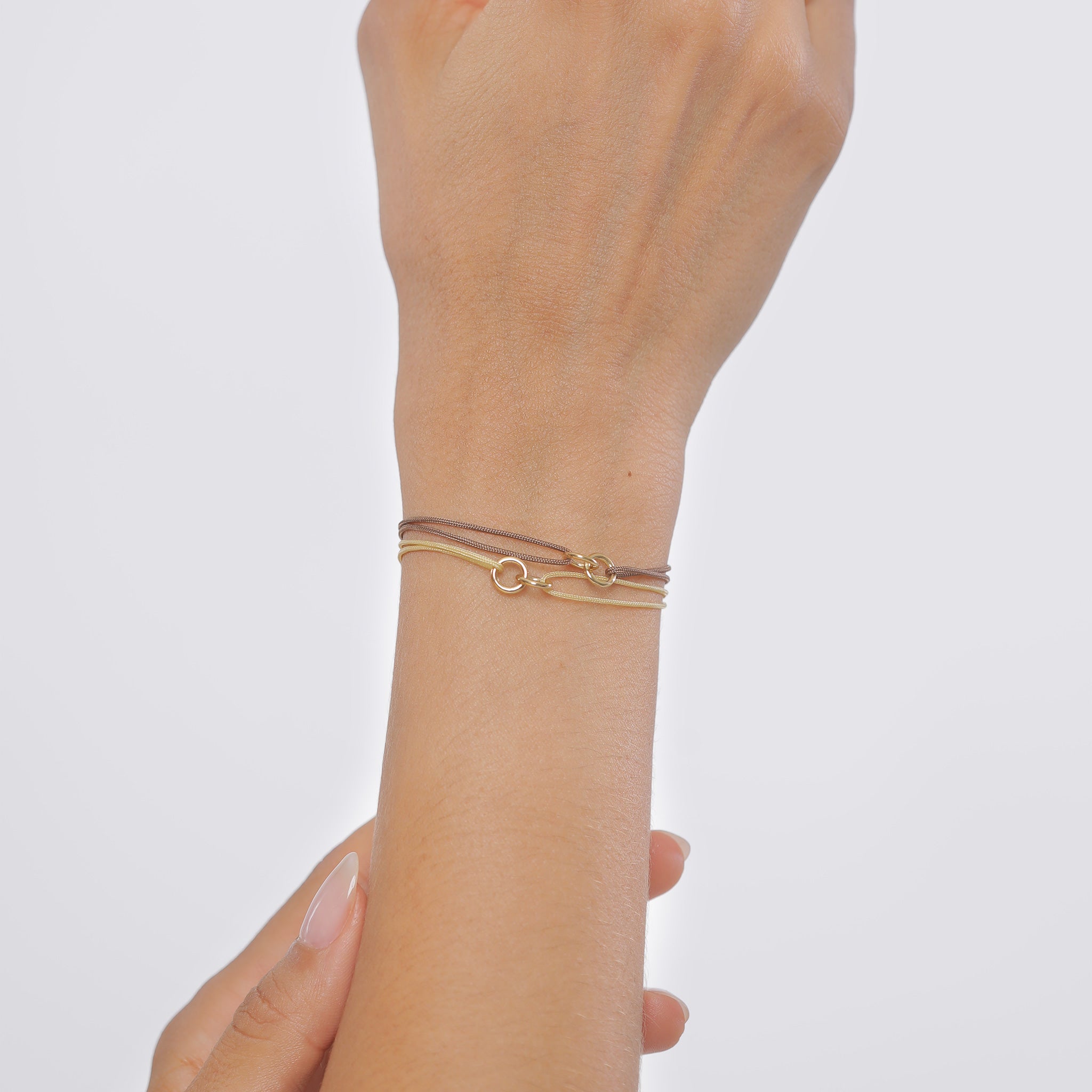 Gold - Elli | Armbandset Infinity Kreis | Nylon | 925 Silber vergoldet
