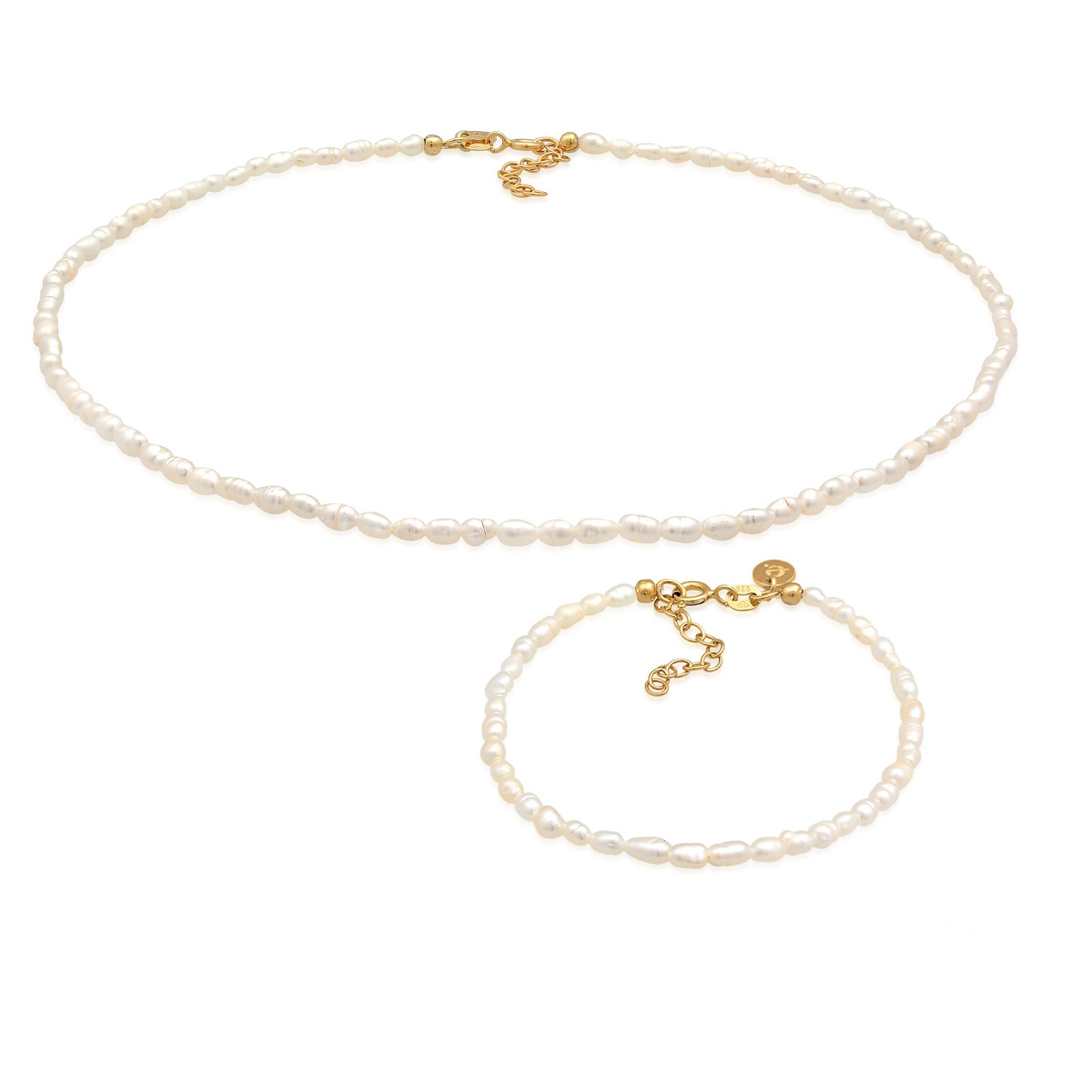 Gold - Elli PREMIUM | Schmuckset | Süßwasserzuchtperlen | 925 Sterling Silber vergoldet