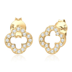 Cloverleaf stud earrings | Zirconia (white)