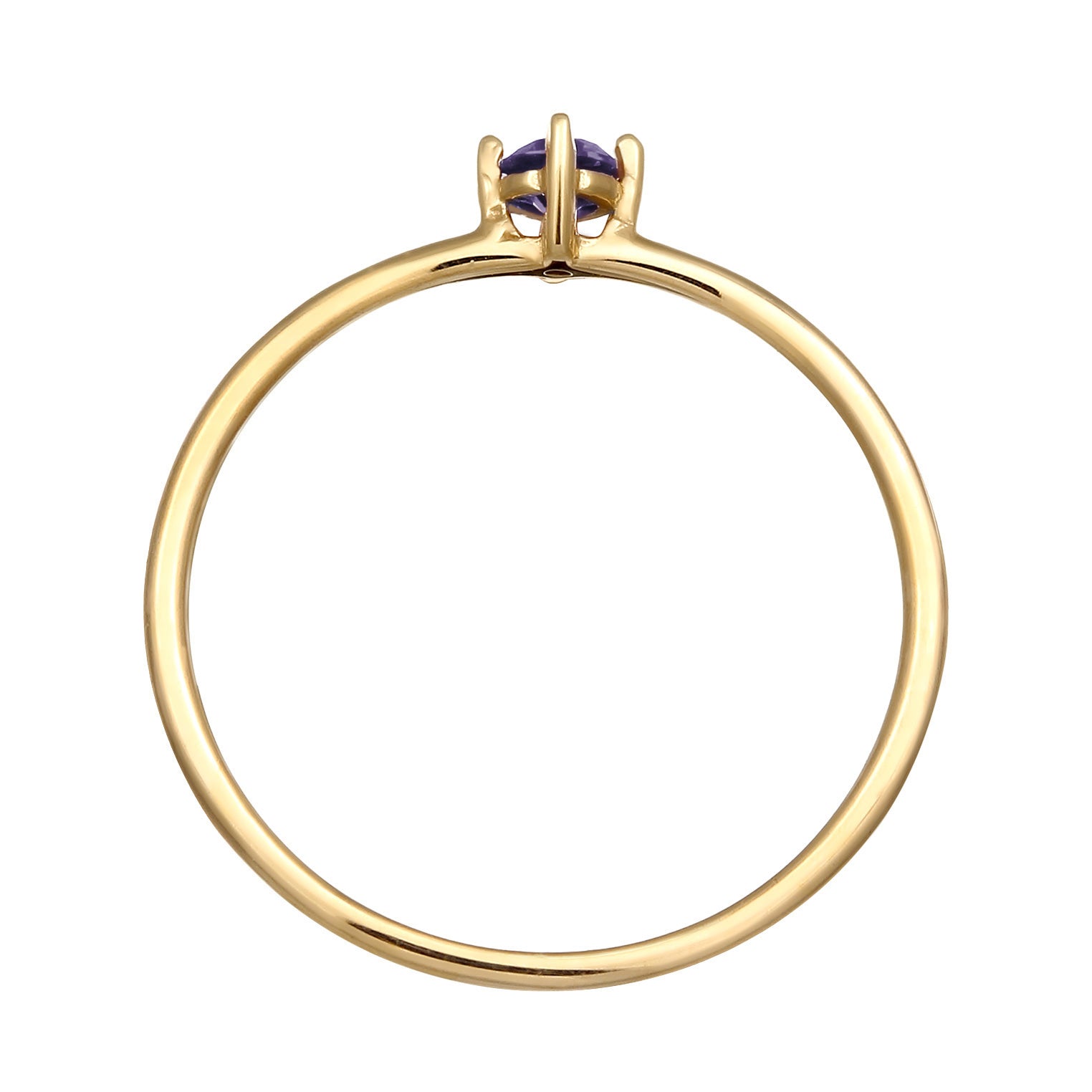 Lila - Elli PREMIUM | Solitär-Ring | Lolite (Lila) | 375 Gelbgold