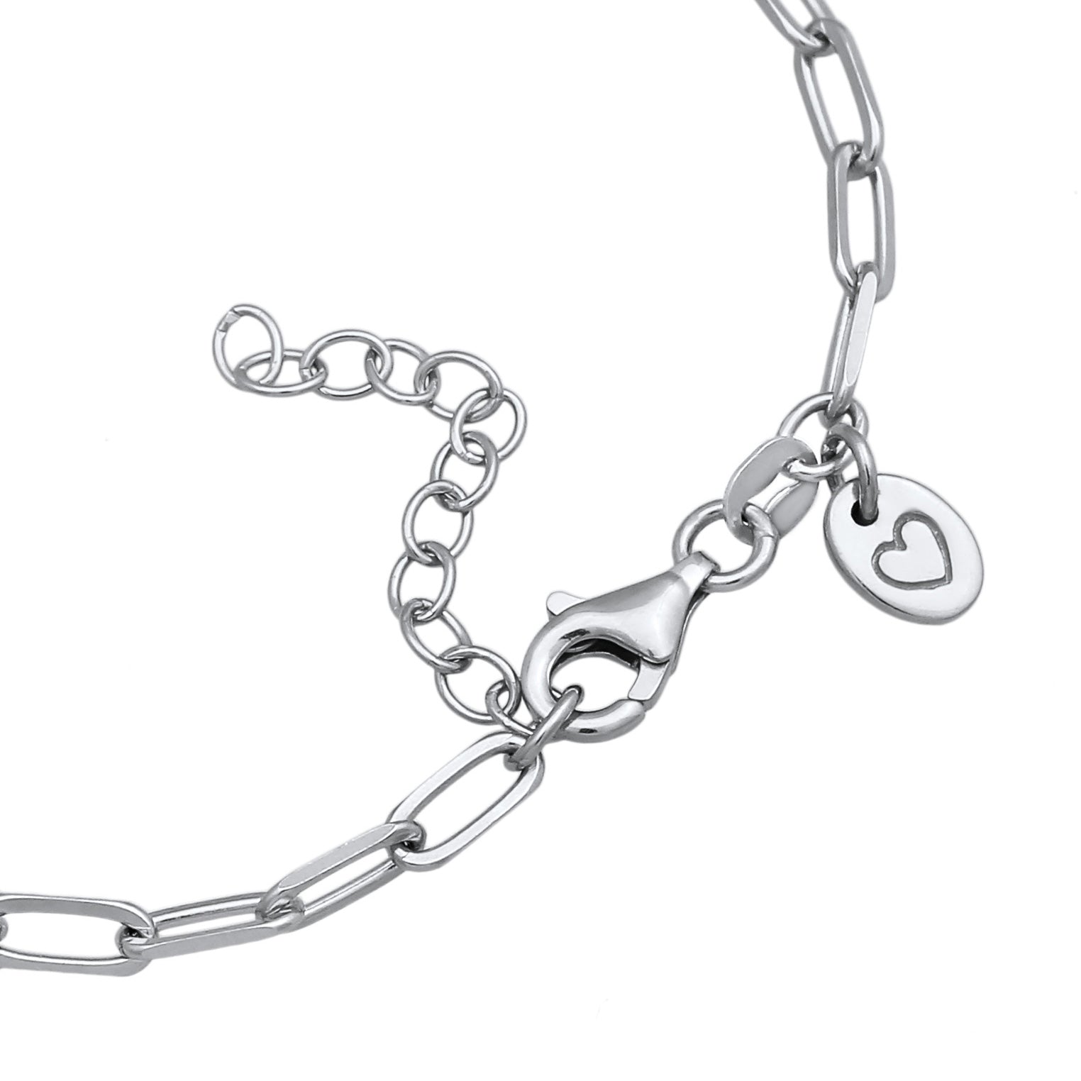 Silber - Elli | Glilederarmband Herz-Anhänger | 925 Sterling Silber