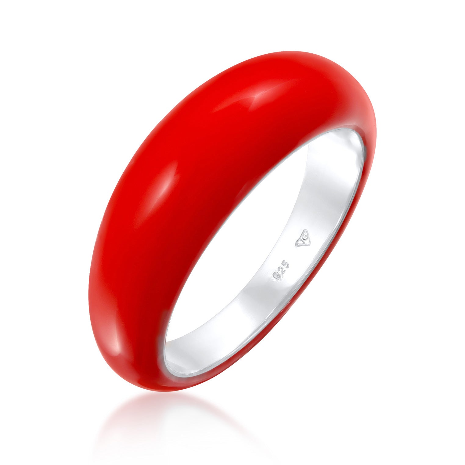 Rot - Elli | Siegelring Basic | Emaille (Rot) | 925 Sterling Silber