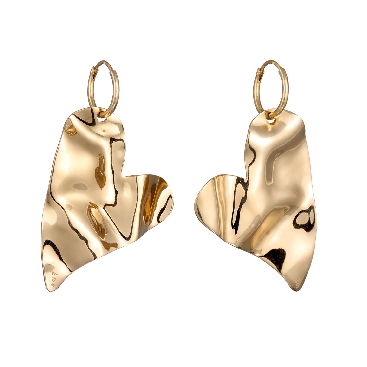 Gold - Elli PREMIUM | Creolen Herz Anhänger | 925 Sterling Silber vergoldet