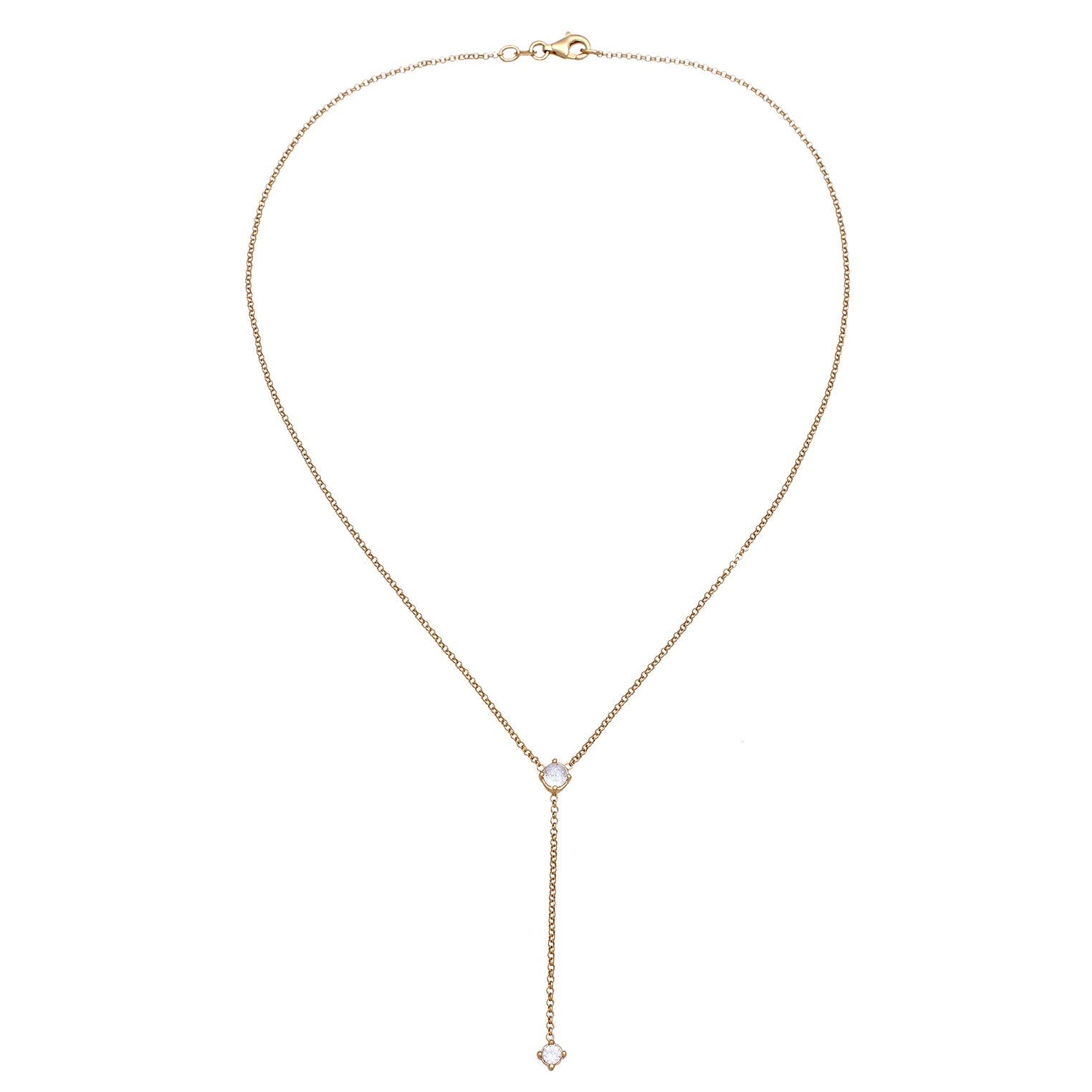 Gold - Elli | Y-Halskette | Zirkonia (Weiß) | 925 Sterling Silber vergoldet