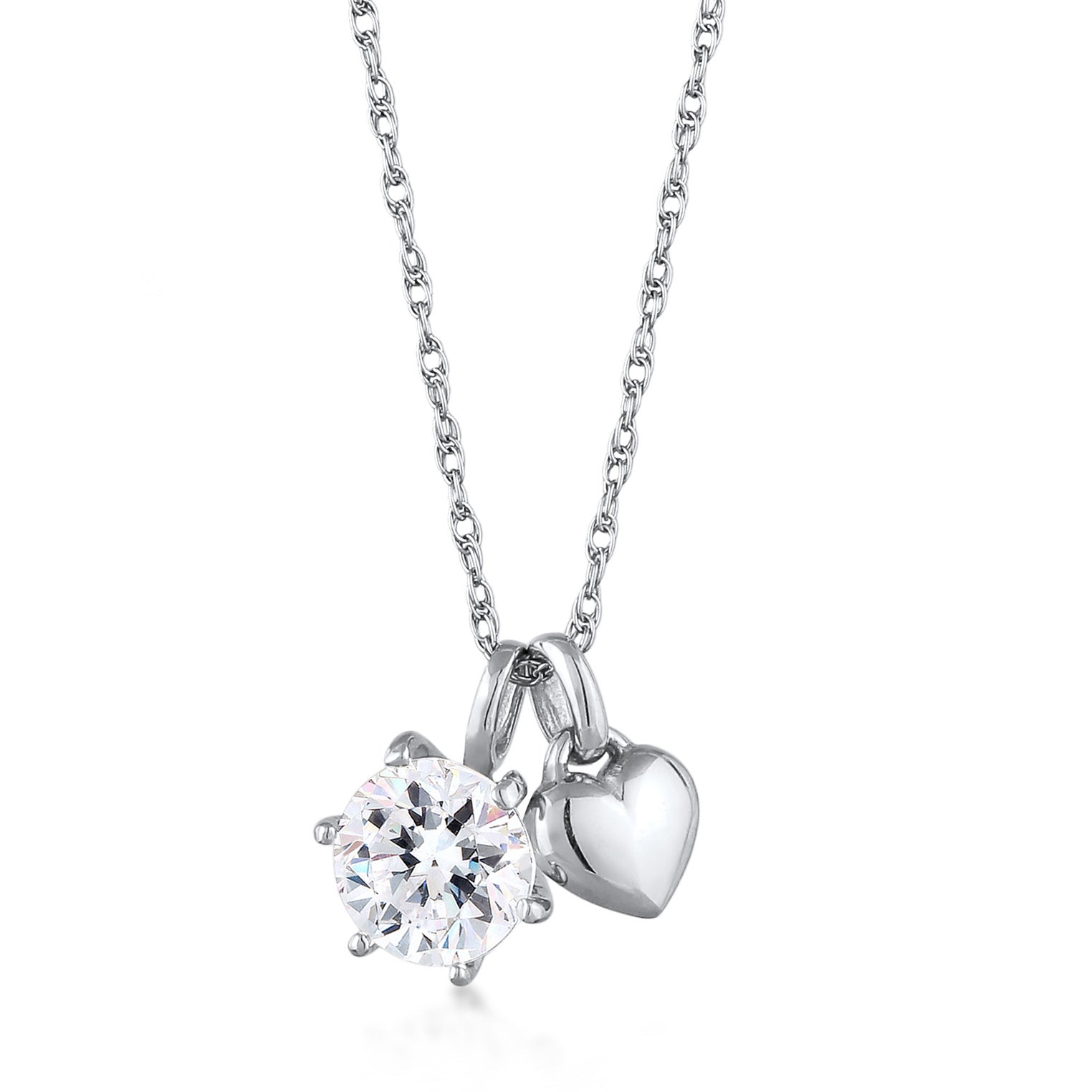 Silber - Elli | Halskette Herz | Mit Kristallen von Swarovski® (Weiß) | 925 Sterling Silber