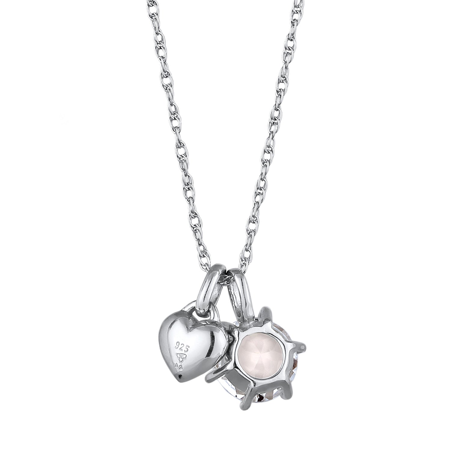 Silber - Elli | Halskette Herz | Mit Kristallen von Swarovski® (Weiß) | 925 Sterling Silber
