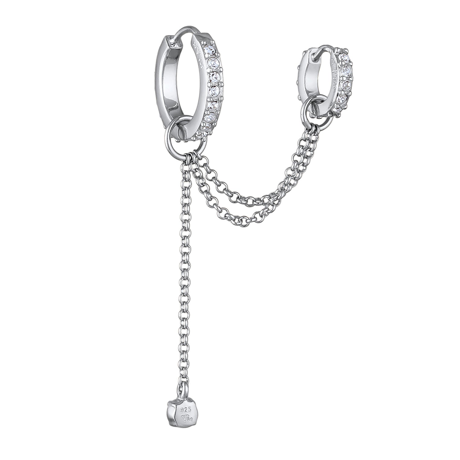 Silber - Elli | Creole Ear Chain | Mit Kristallen von Swarovski® (Weiß) | 925 Sterling Silber
