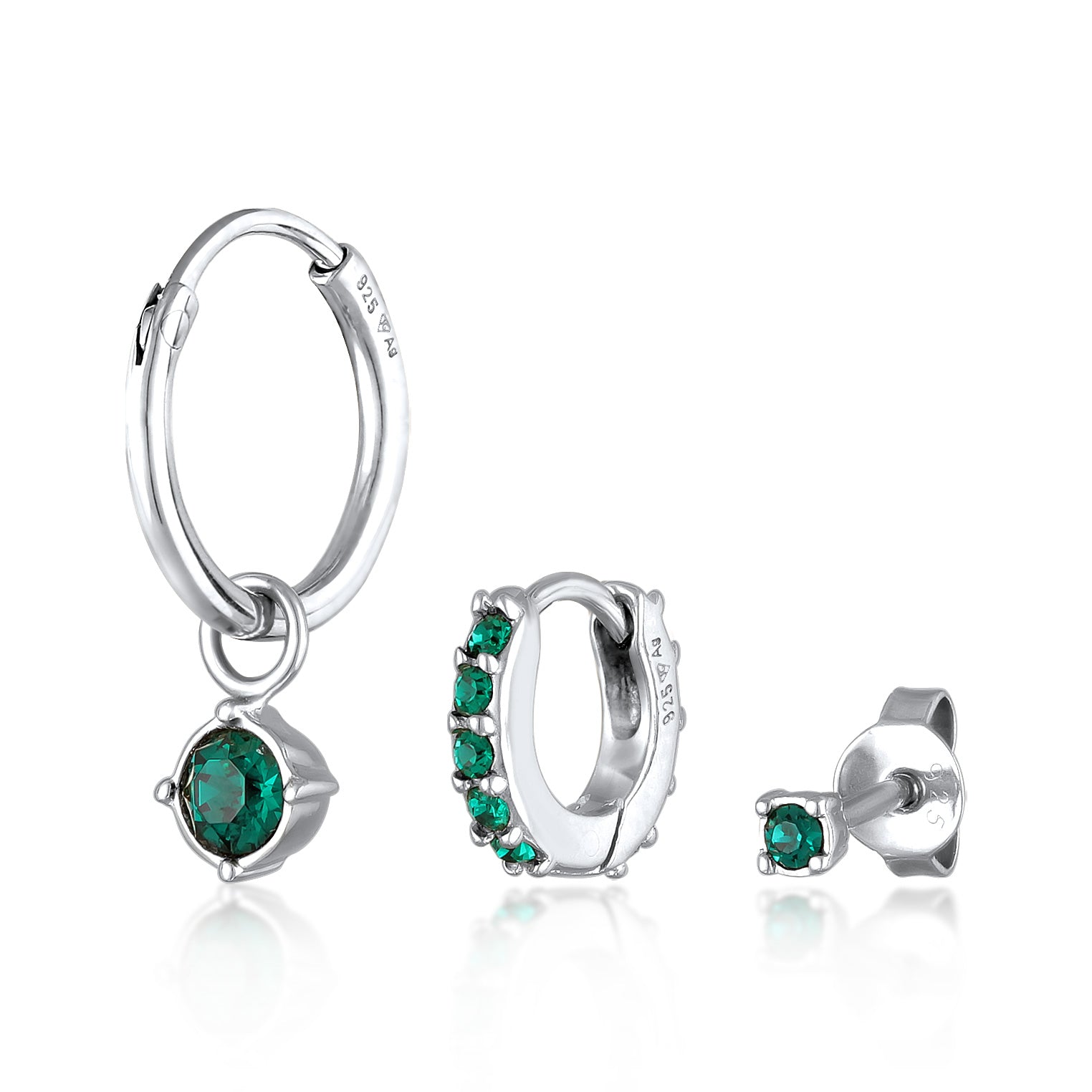 Grün - Elli | Ohrringset Basic | Kristalle (Grün) | 925er Sterling Silber