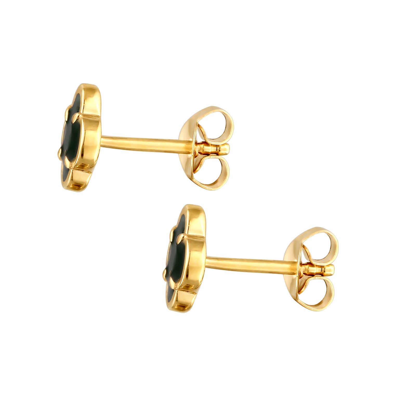 Grün - Elli | Ohrstecker Kleeblatt | Emaille (Grün) | 925 Sterling Silber vergoldet