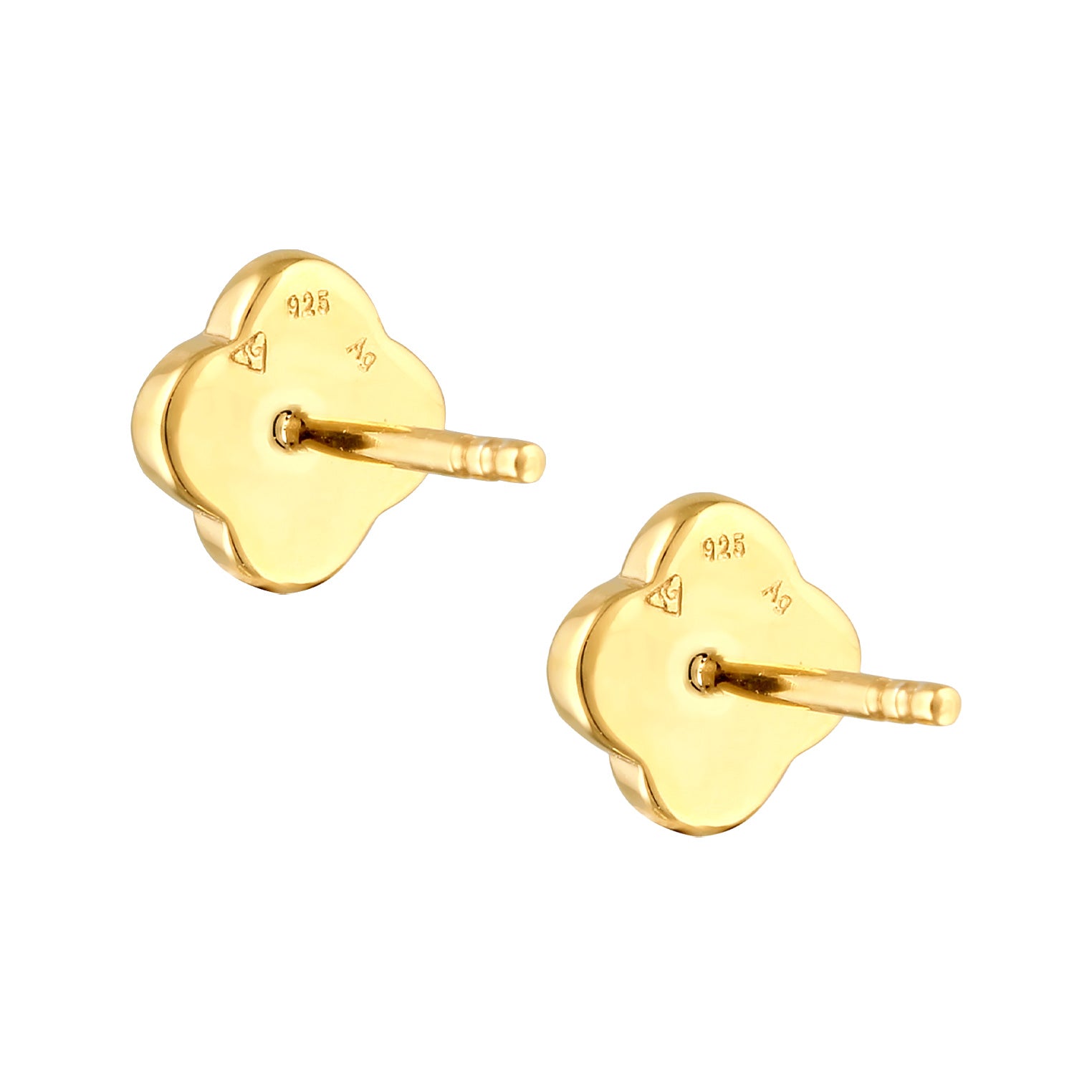 Grün - Elli | Ohrstecker Kleeblatt | Emaille (Grün) | 925 Sterling Silber vergoldet