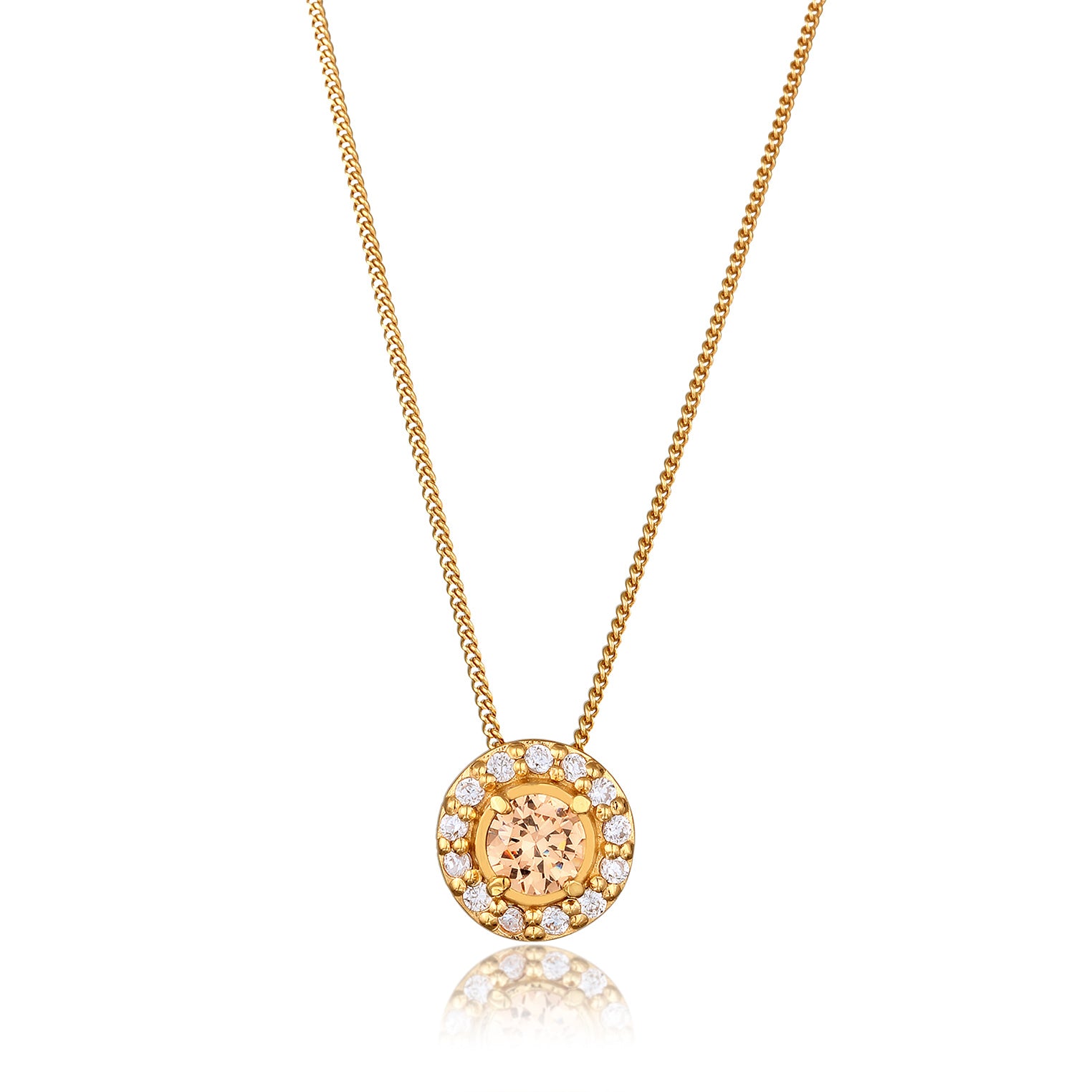 Gold - Elli PREMIUM | Halskette | Topas & Morganit (Pfirsich) | 925 Sterling Silber vergoldet