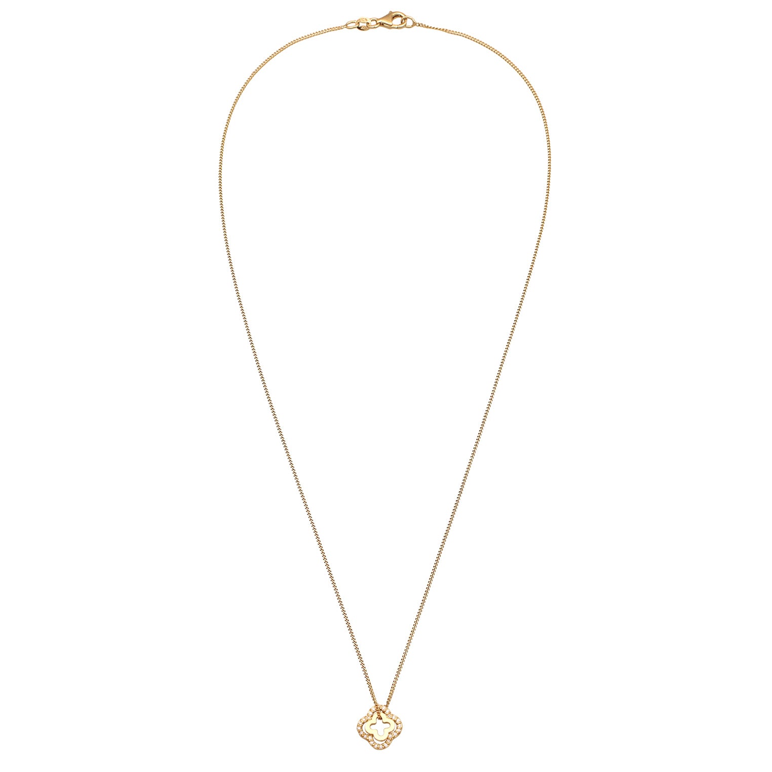 Gold - Elli | Halskette Kleeblatt | Zirkonia (Weiß) | 925 Sterling Silber vergoldet