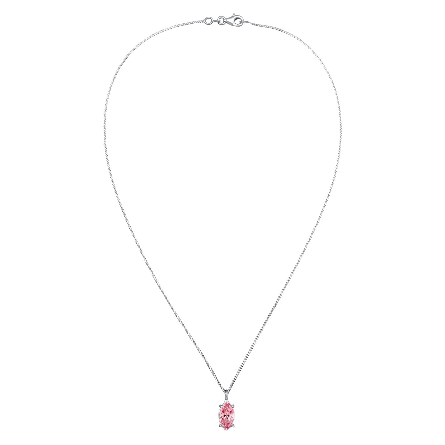 Silber - Elli | Solitär-Halskette | Mit Kristallen von Swarovski® (Rose) | 925 Sterling Silber