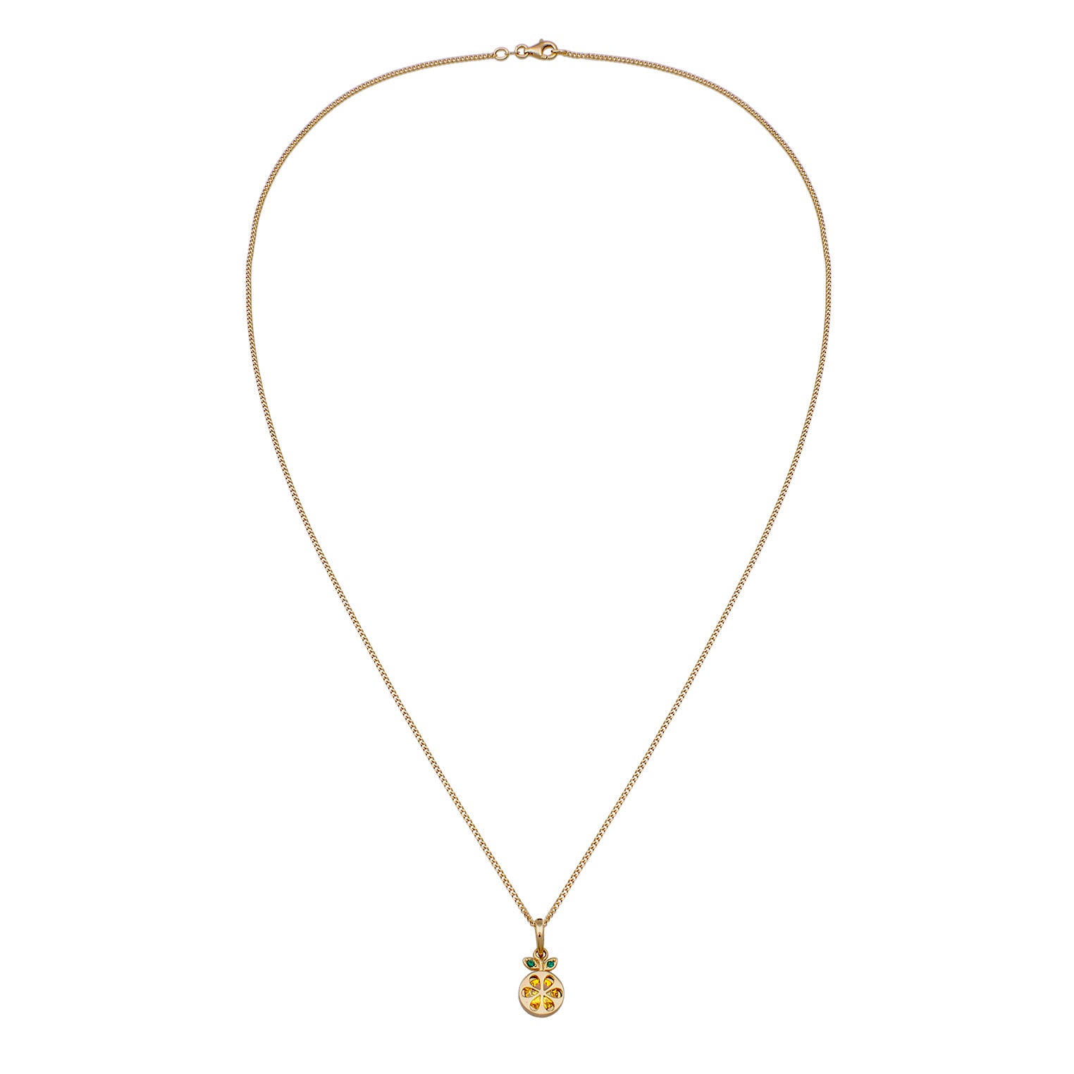 Gold - Nenalina | Halskette Anhänger Orange | Zirkonia (Gelb) & Glaskristalle (Grün) | 925 Sterling Silber vergoldet