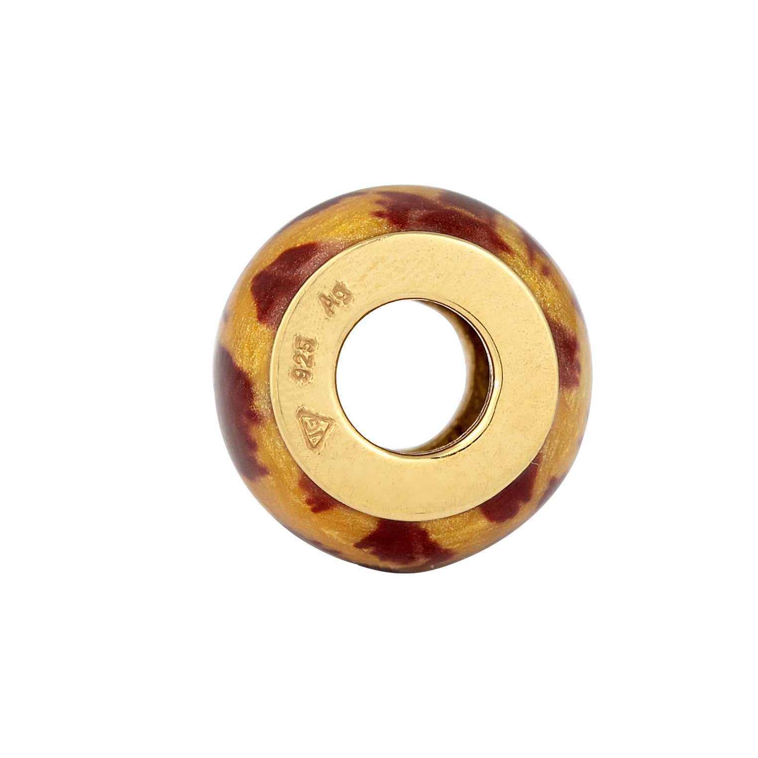 Gold - Elli | Anhänger Bead | Emaille (Leo) | 925 Sterling Silber vergoldet