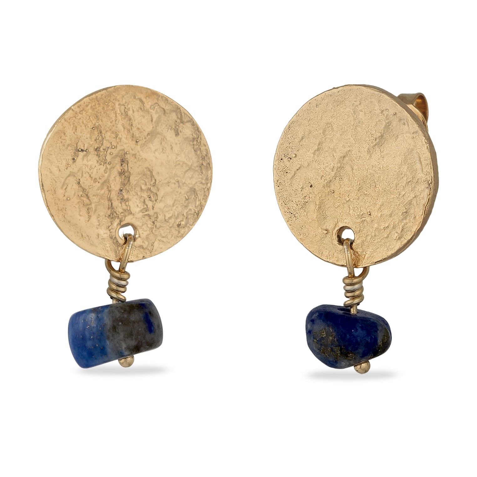 Gold - Elli | Ohrstecker Plättchen | Lapis Lazuli (Blau) | 925 Sterling Silber vergoldet